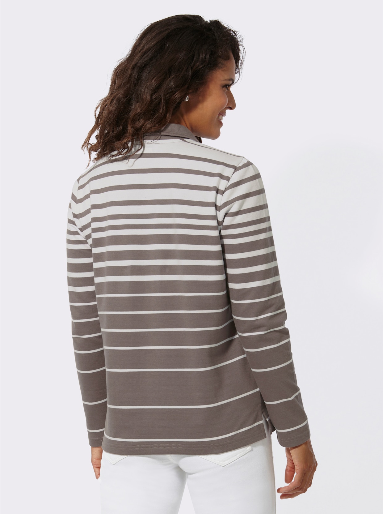 Sweatshirt - donkertaupe/ecru gestreept