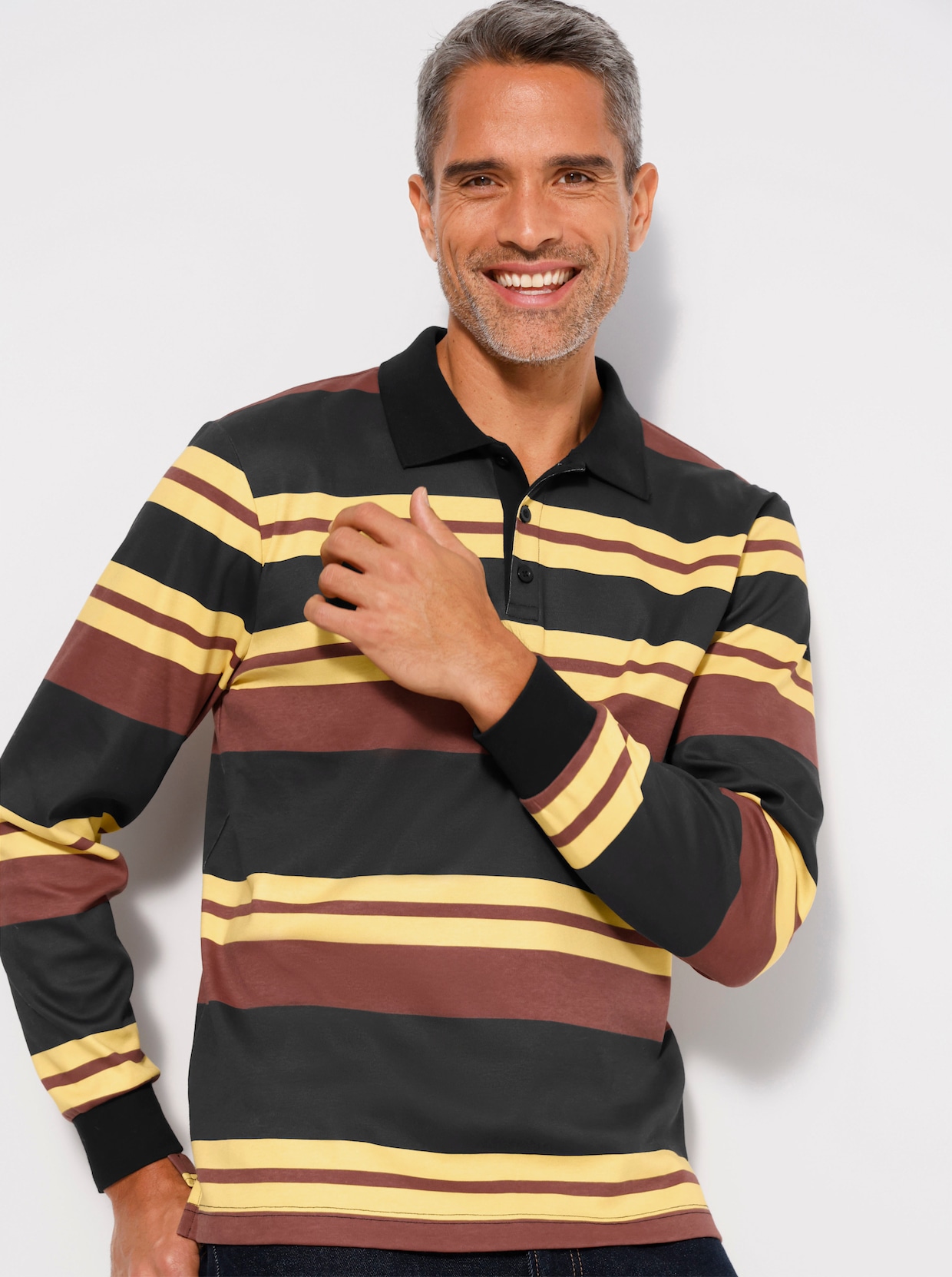 Sweatshirt im Ringel-Dessin - schwarz-rotbraun-geringelt