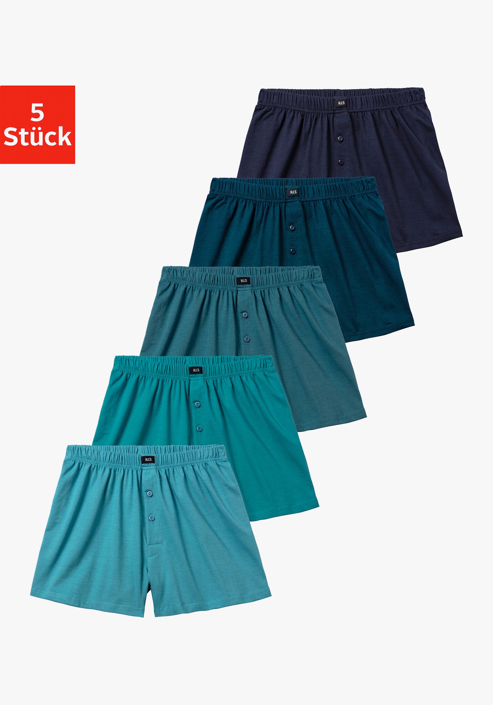 H.I.S Wijde boxer - lichtblauw, lichtpetrol, petrol, donkerpetrol, navy