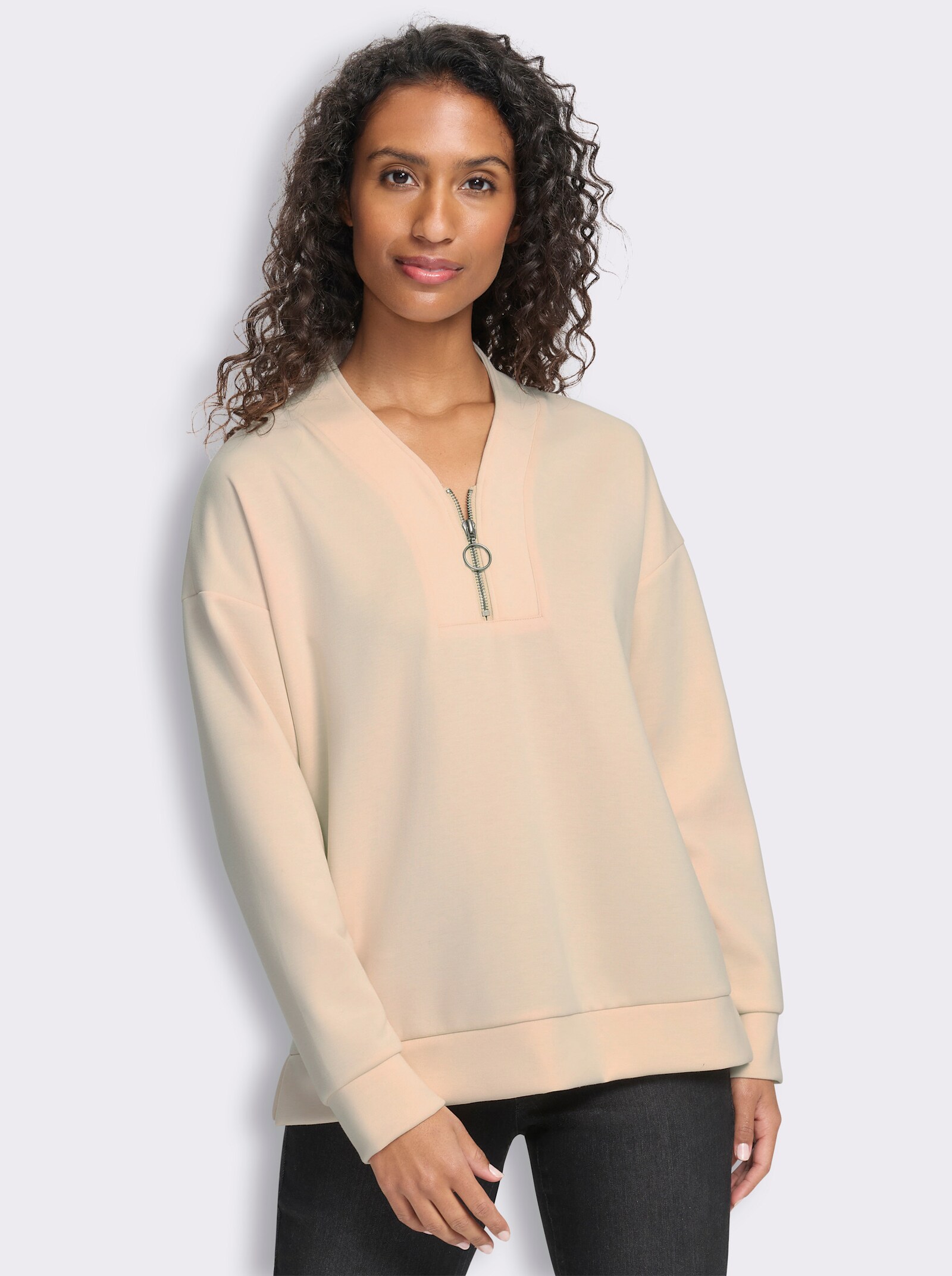 heine Stehkragenshirt mit Seitenschlitzen - elfenbein