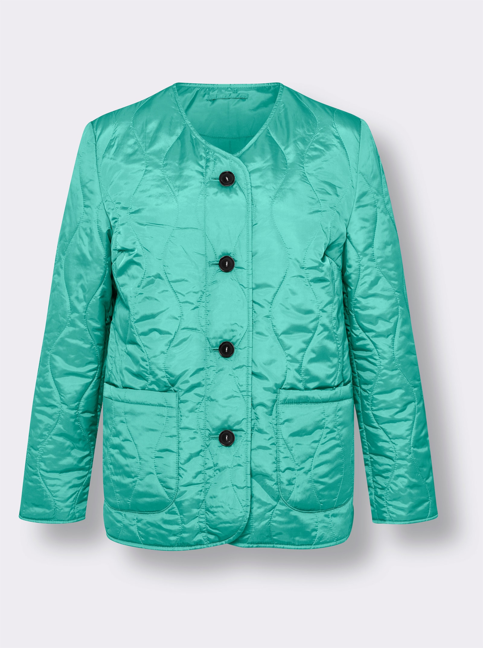 Steppjacke in kastigem Schnitt - blaugrün