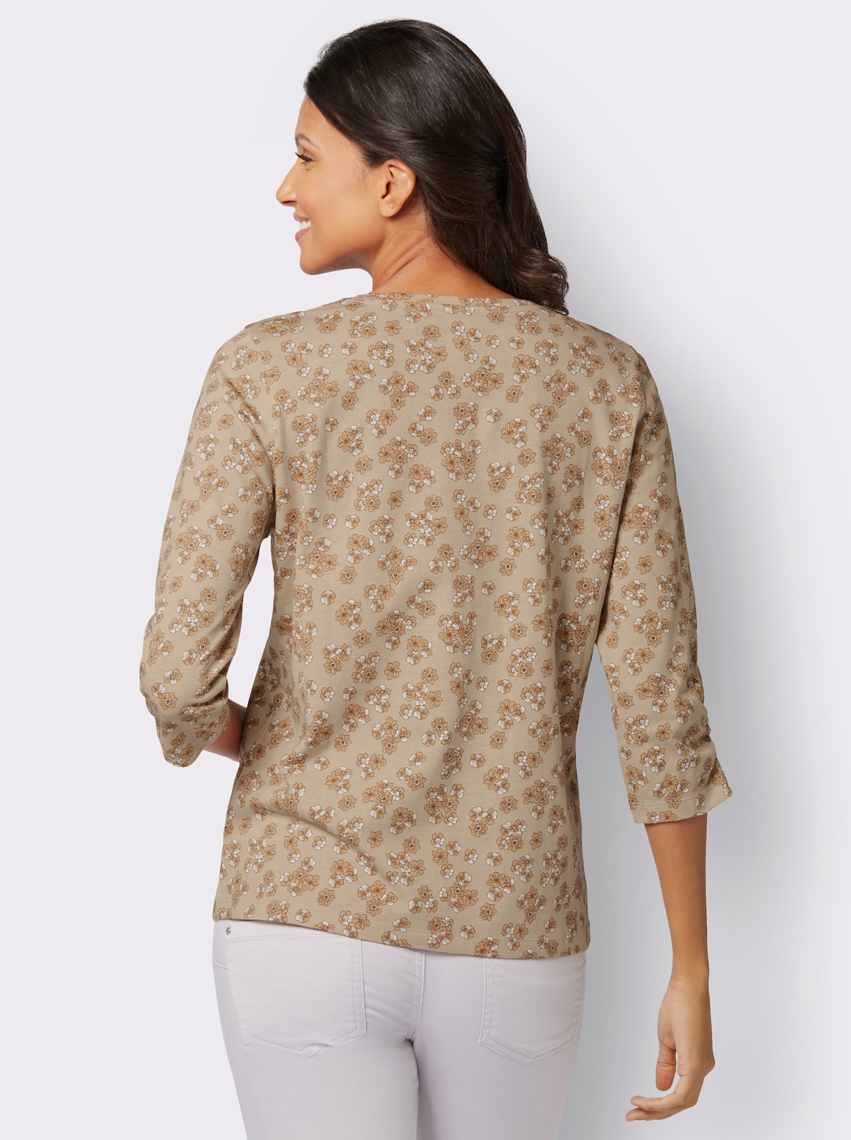 Shirt met 3/4-mouw - beige/bruin geprint