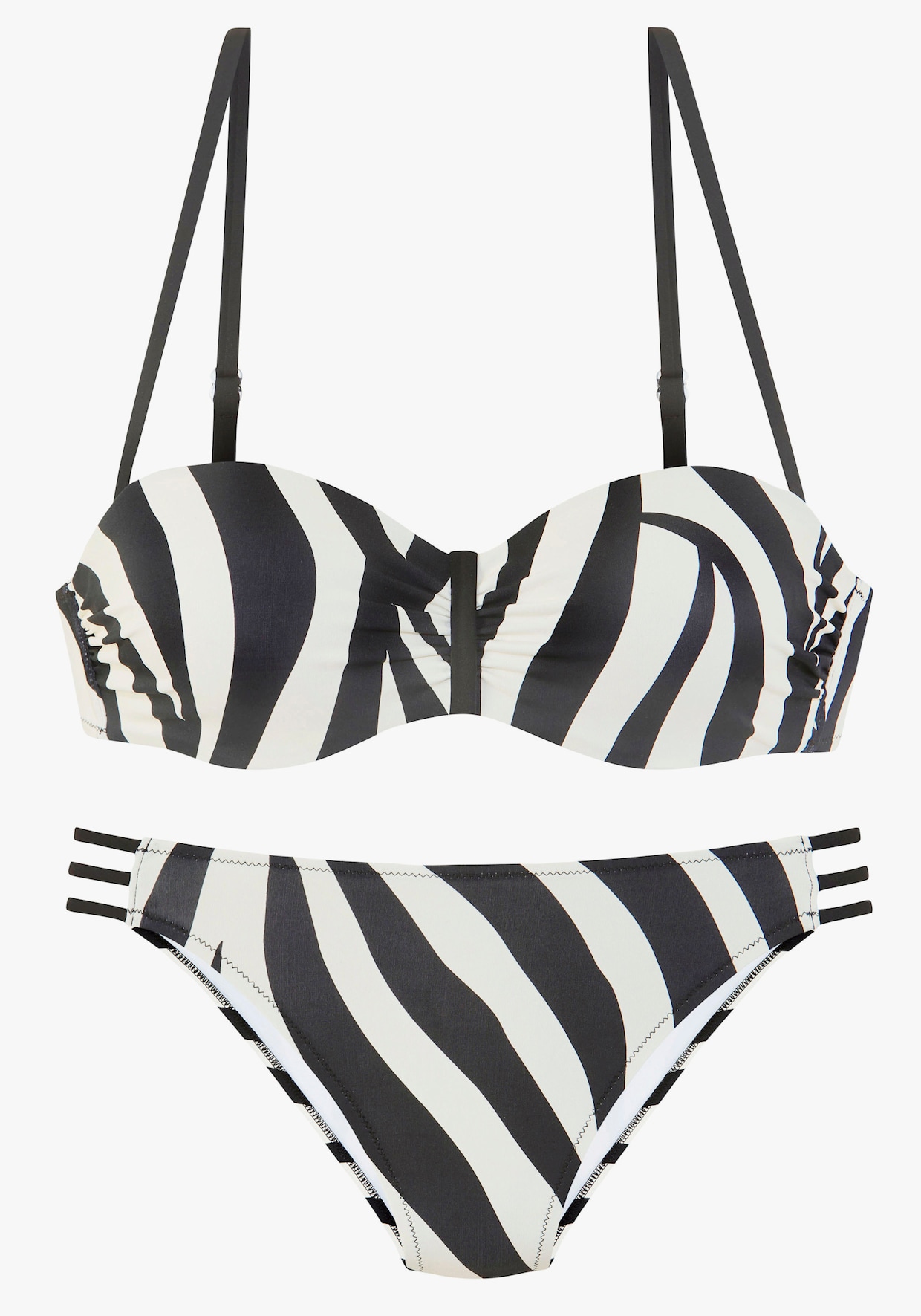 Bandeaubikini met beugel - zwart/crème