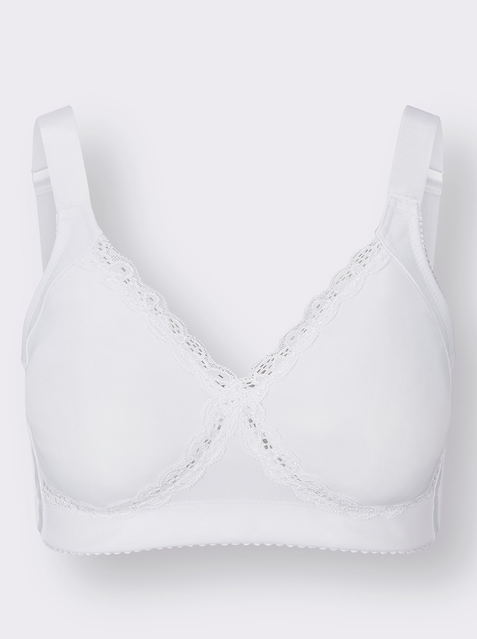 Minimizer-BH ohne Bügel mit Spitzen-Verzierung - weiß
