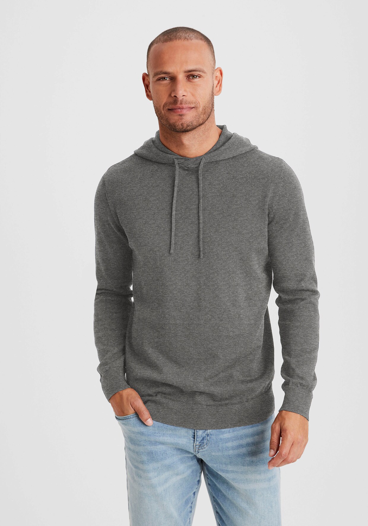 H.I.S Gebreide pullover - donkergrijs gemêleerd