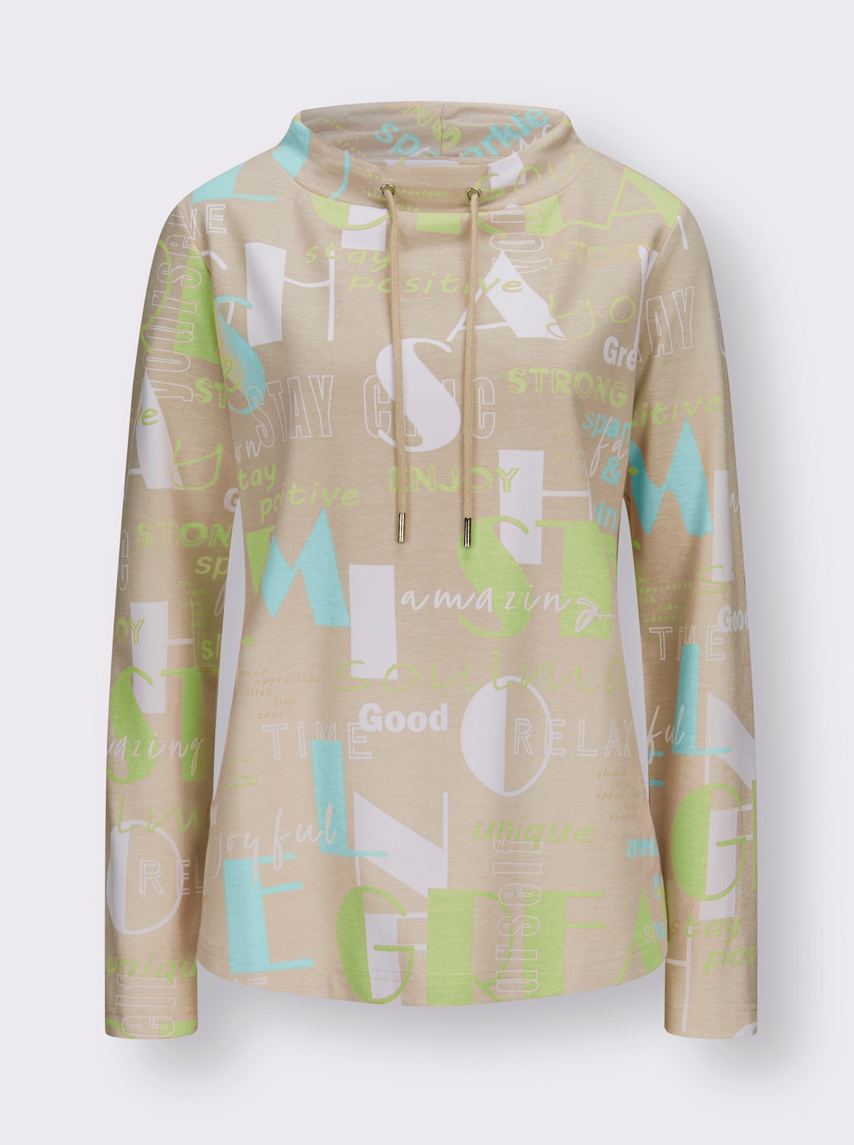 Sweatshirt - mint/zand bedrukt