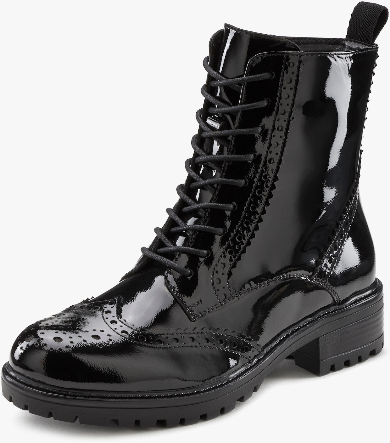 LASCANA Bottines à lacets - noir-brillant