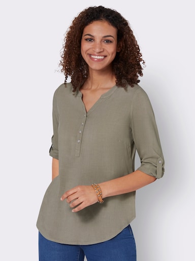 Longbluse mit abgerundetem Saum - schlamm