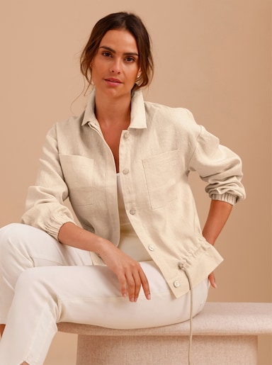 CREATION L PREMIUM Blusenjacke mit Leinen - sand-meliert