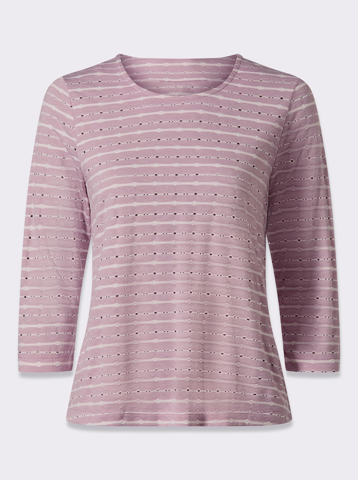 3/4-Arm-Shirt - ecru-mauve-gemustert