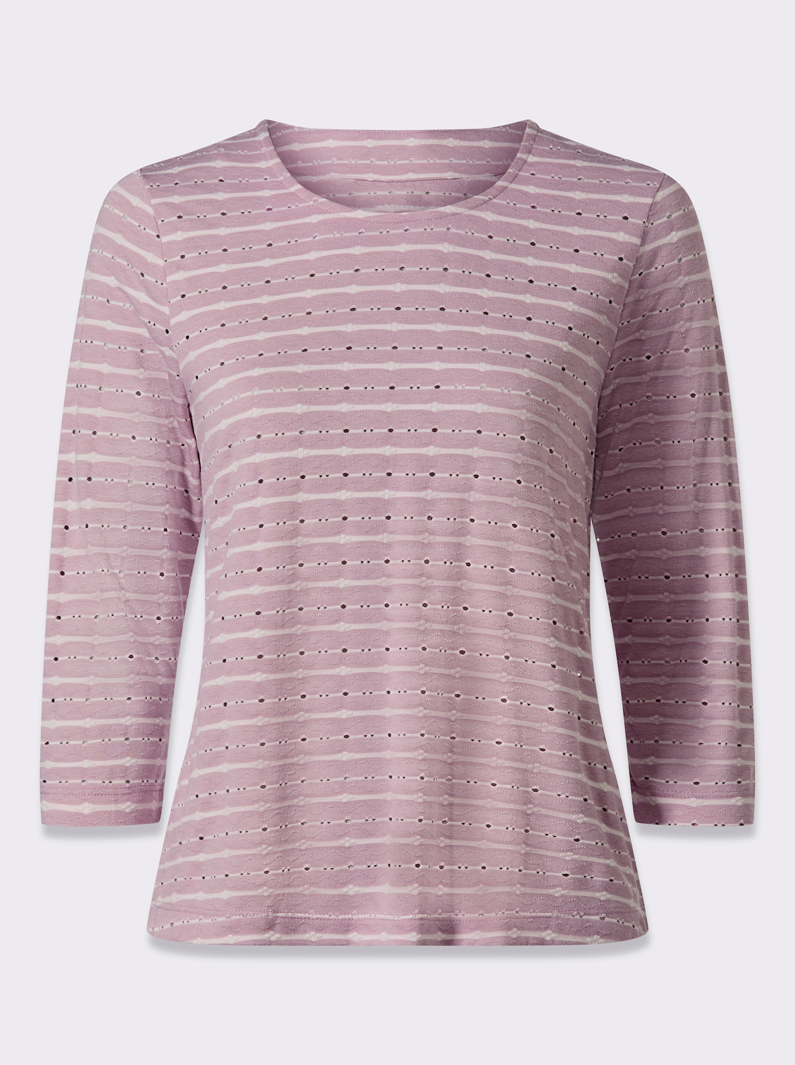 3/4-Arm-Shirt , zweifarbig - ecru-mauve-gemustert