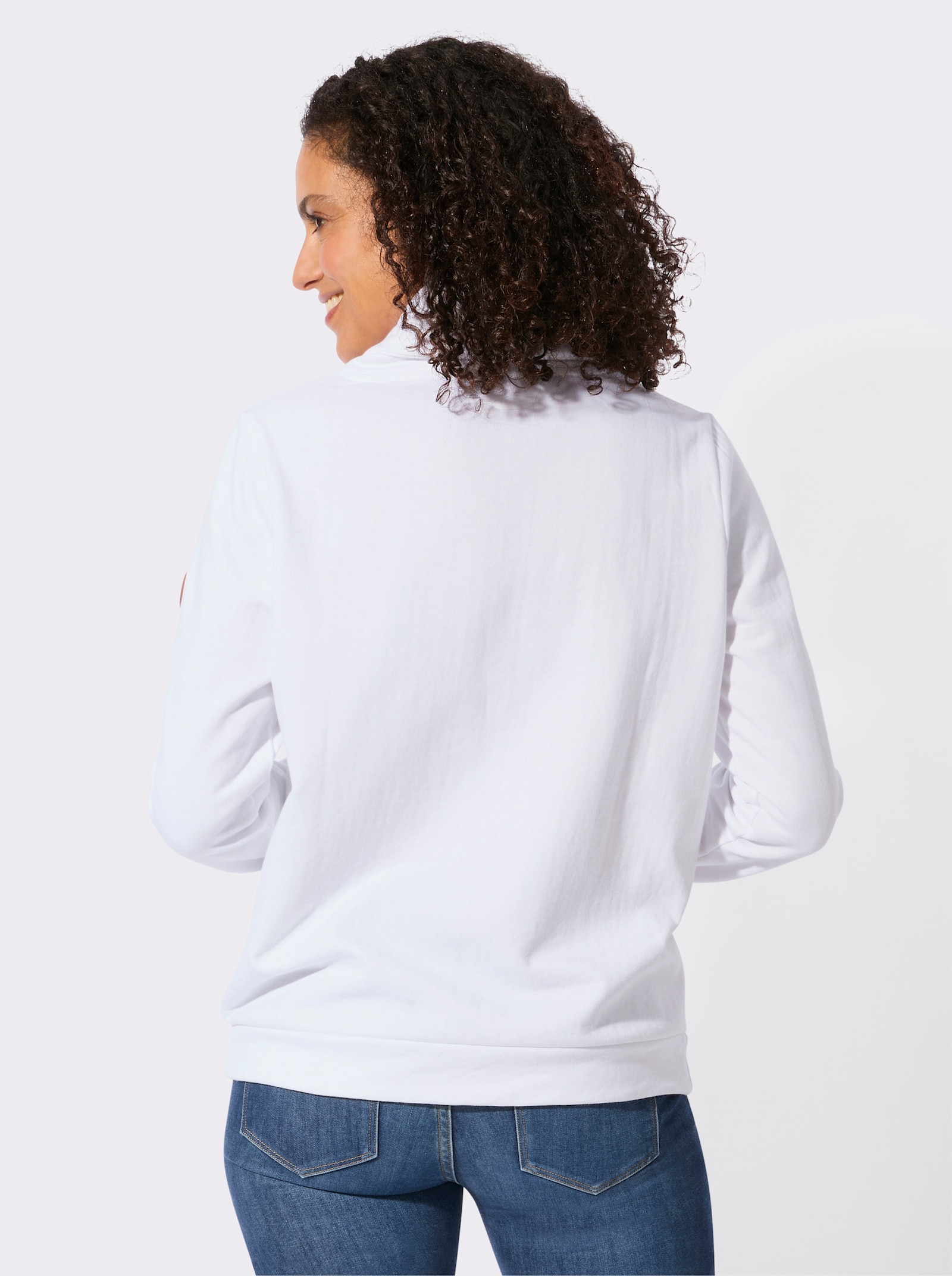 Sweatshirt mit weich angerauter Innenseite - weiß