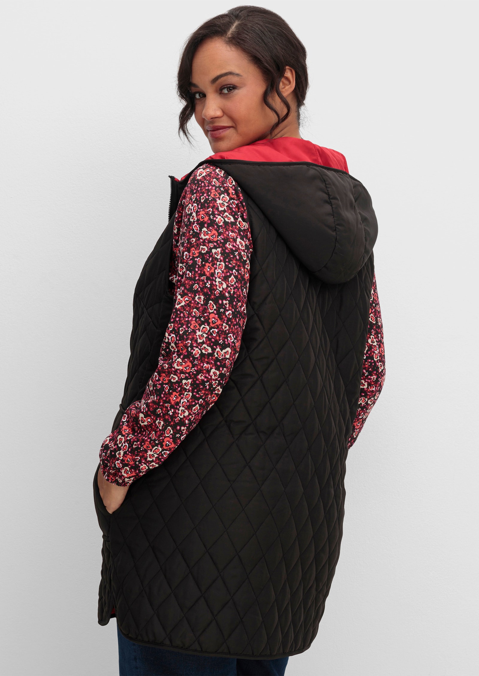 Wendeweste mit Kapuze - rot-schwarz