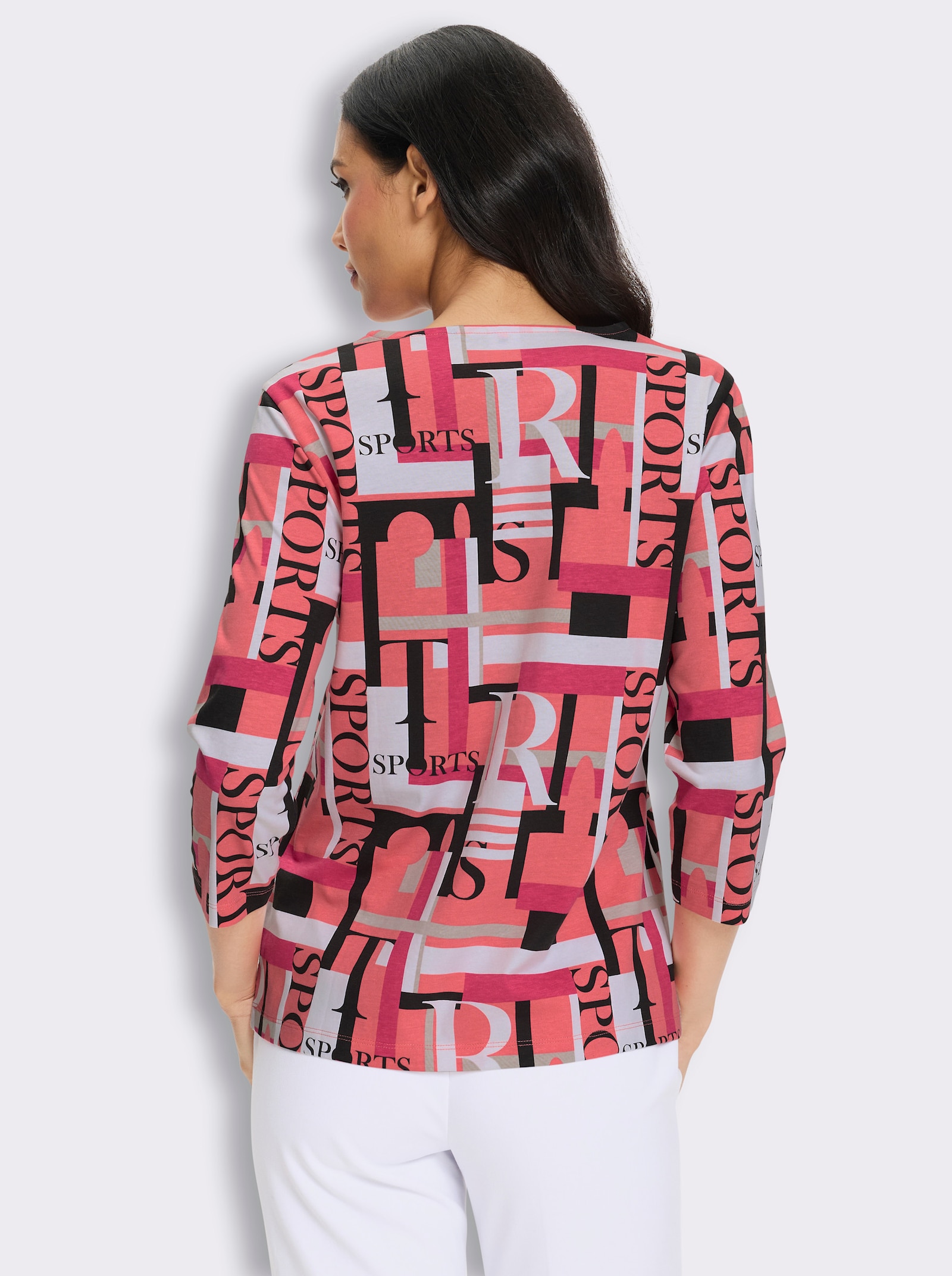3/4-Arm-Shirt mit grafischem Druck - schwarz-grapefruit-bedruckt