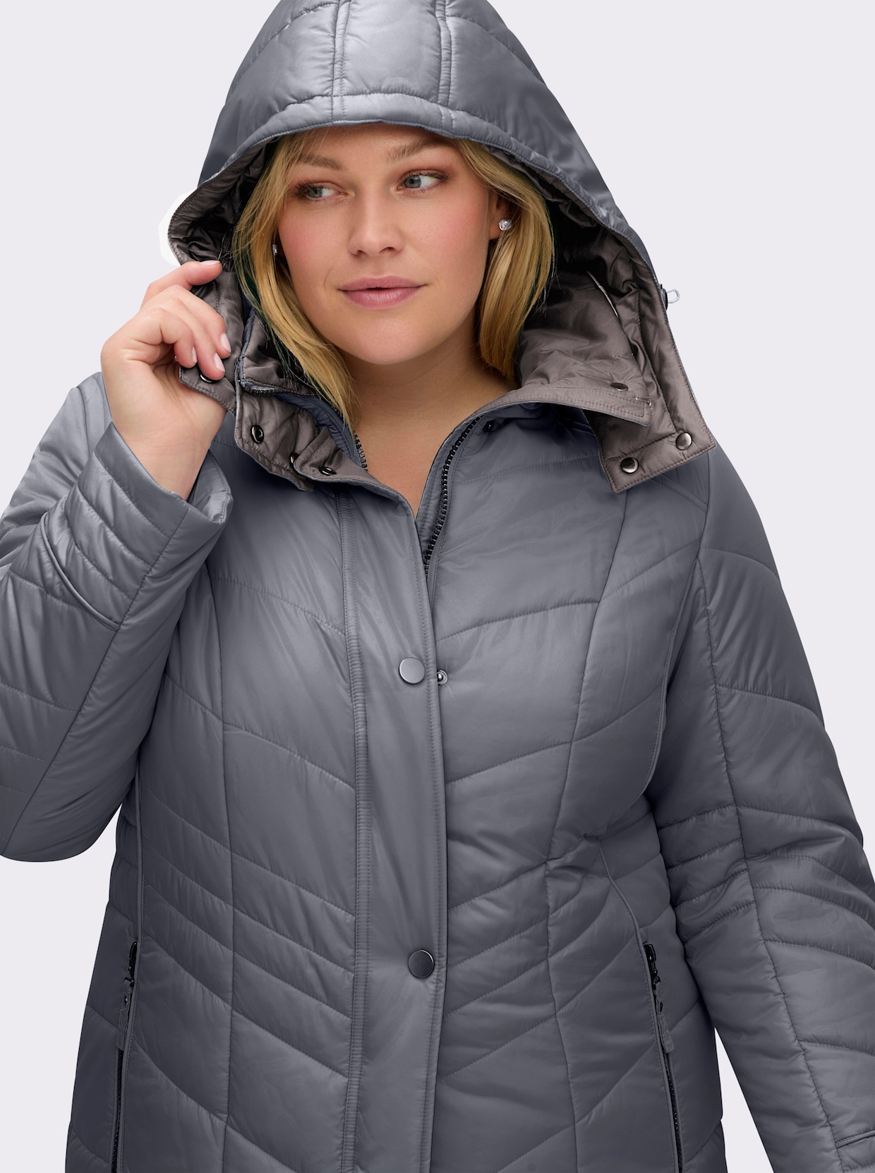 Steppjacke in Microfaser-Qualität, pflegeleicht - grau