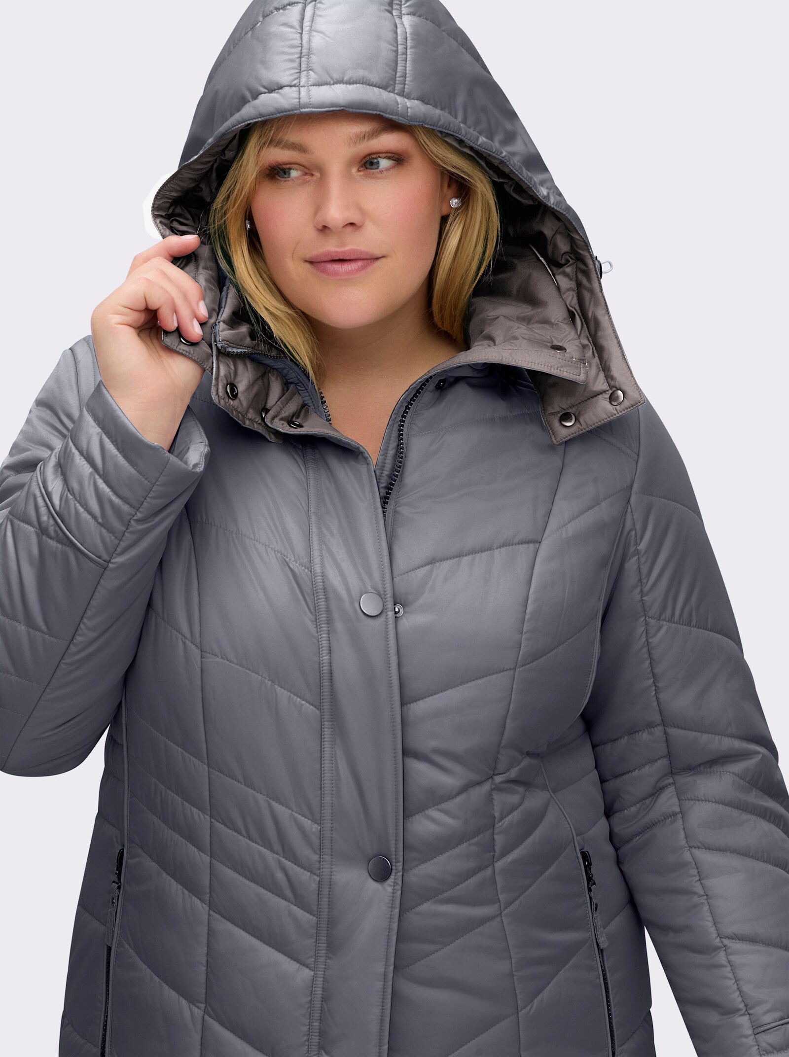 Steppjacke in Microfaser-Qualität, pflegeleicht - grau