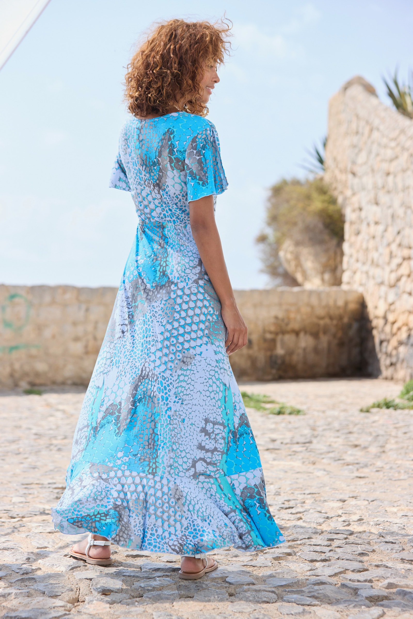 Buffalo Maxikleid - blau bedruckt