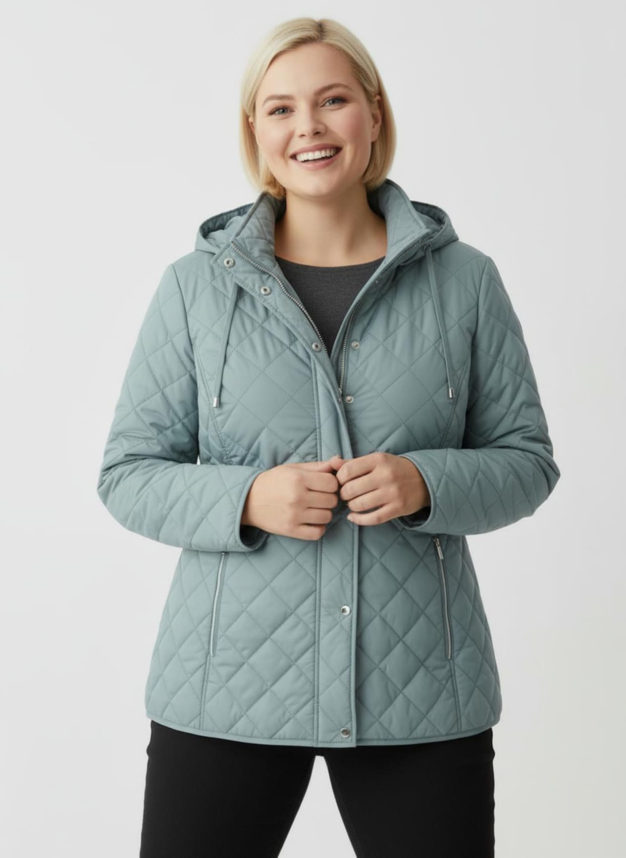 Winterjacke mit Schlingenknopf-Verschluss - jade