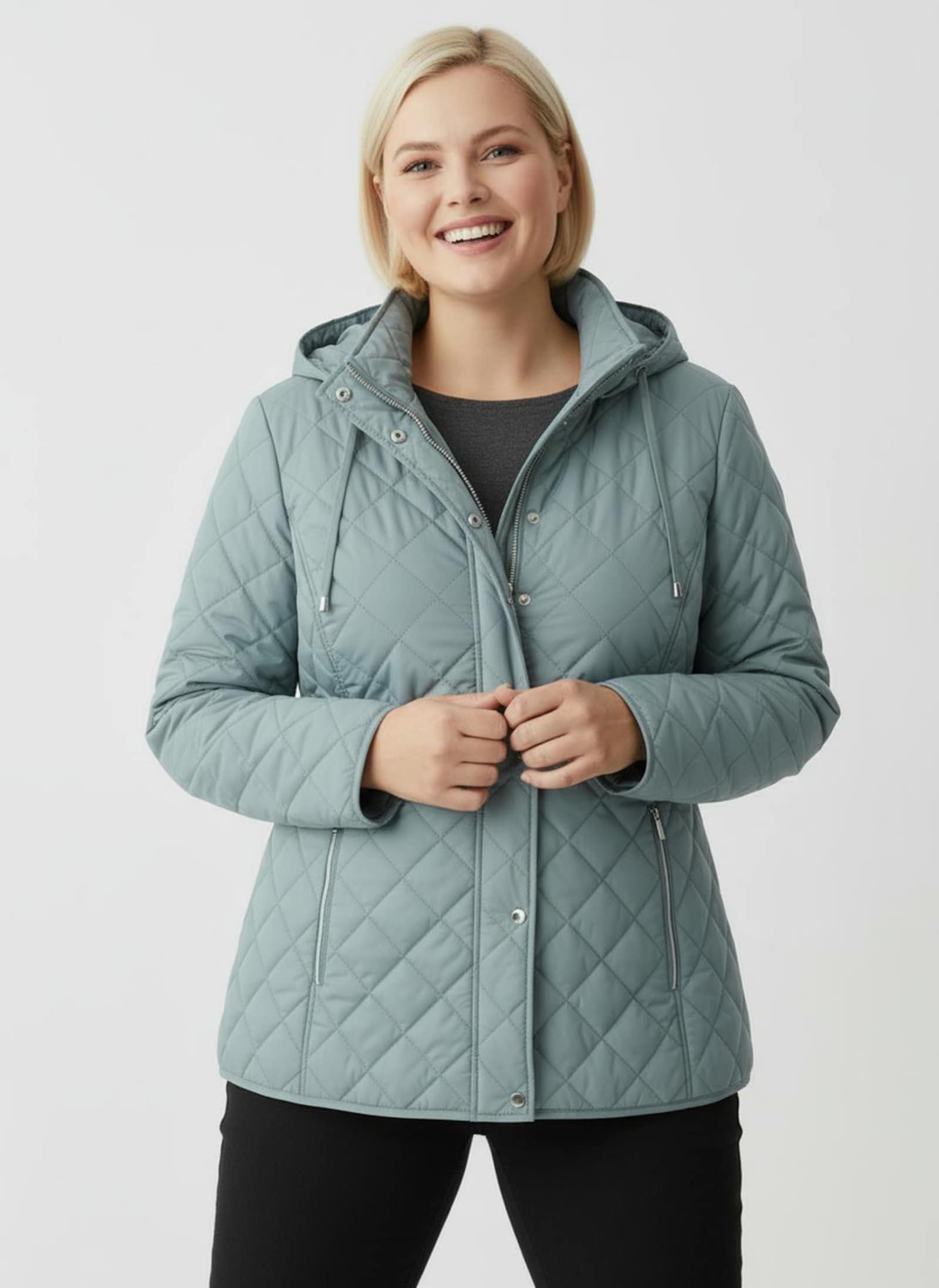 Winterjacke mit Schlingenknopf-Verschluss - jade