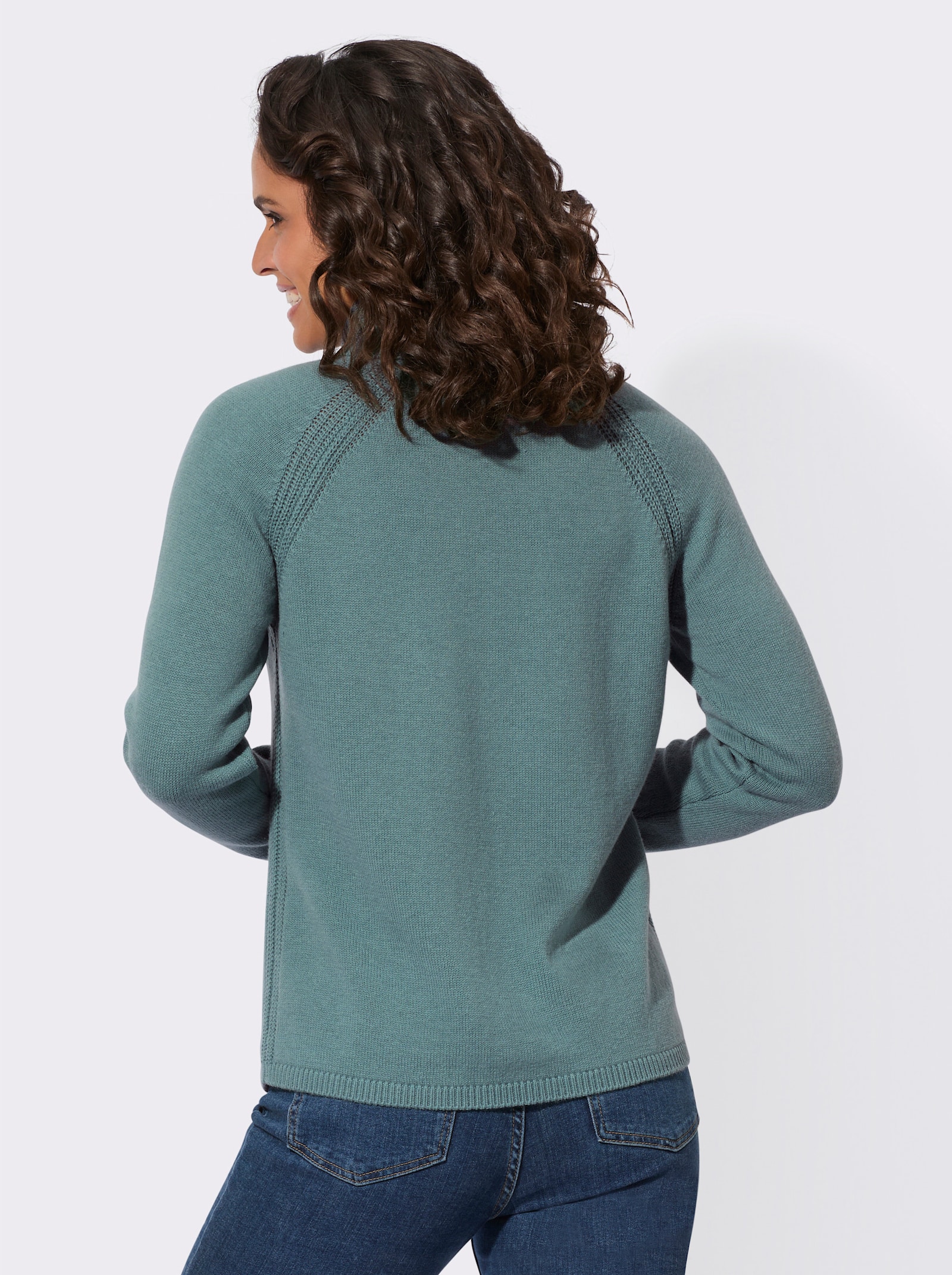 Rollkragenpullover mit Woll-Anteil - jade