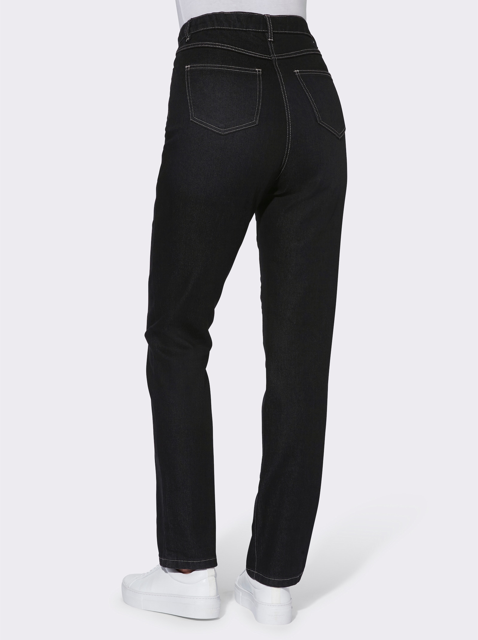 High waist jeans met comfortband aan de binnenzijde - black denim