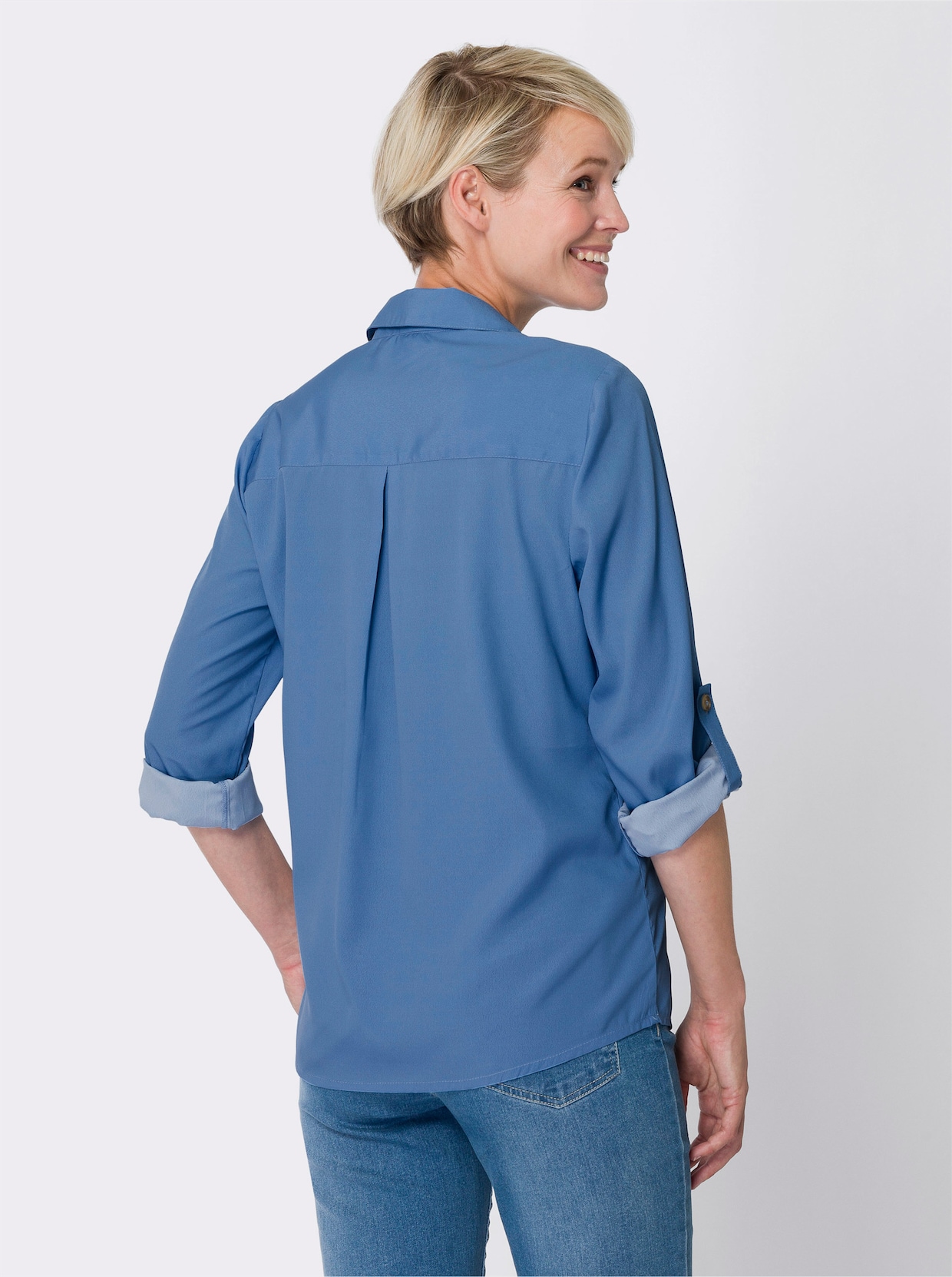 Comfortabele blouse - middenblauw