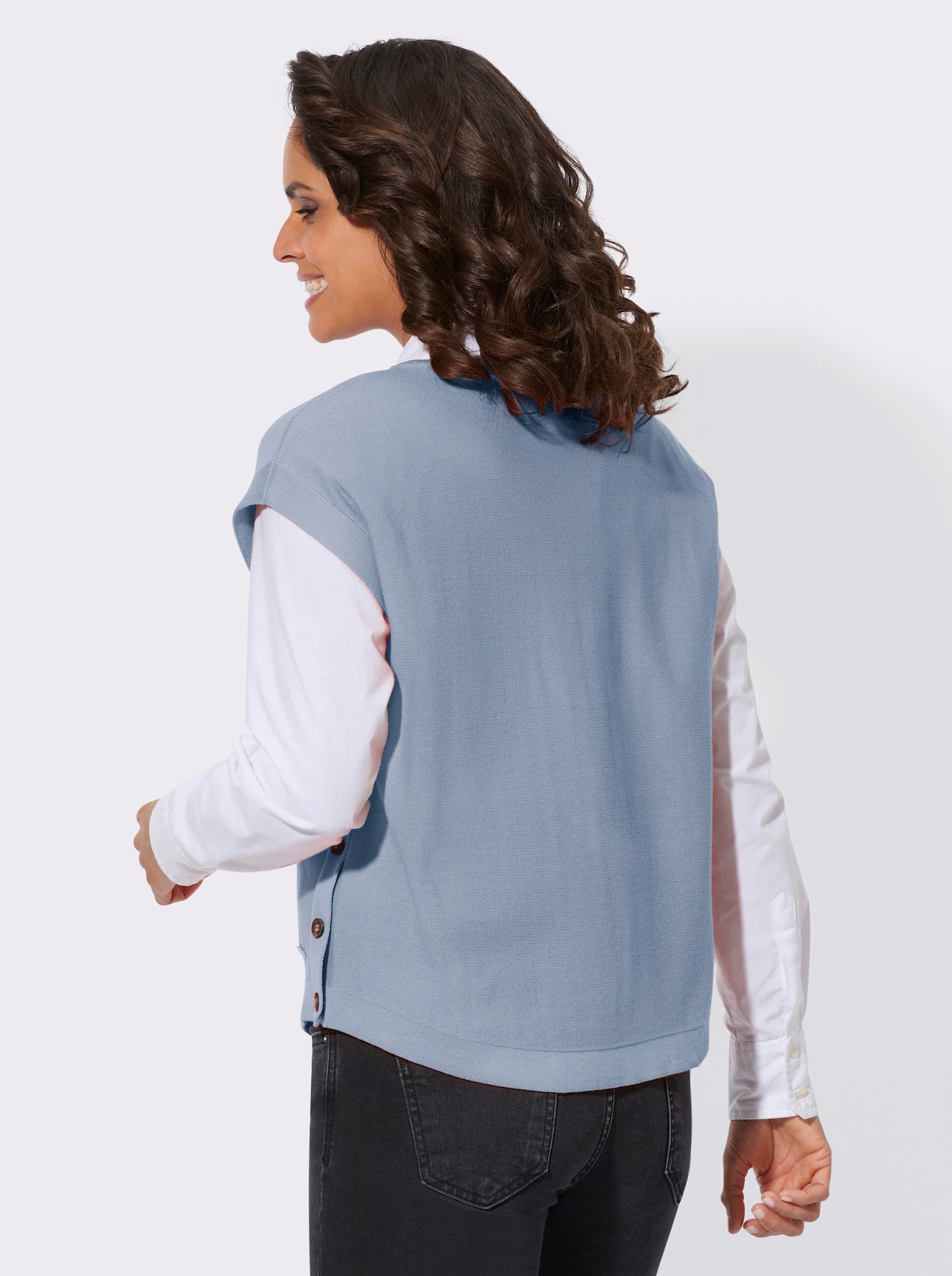 Pullunder mit Zierknöpfen - bleu