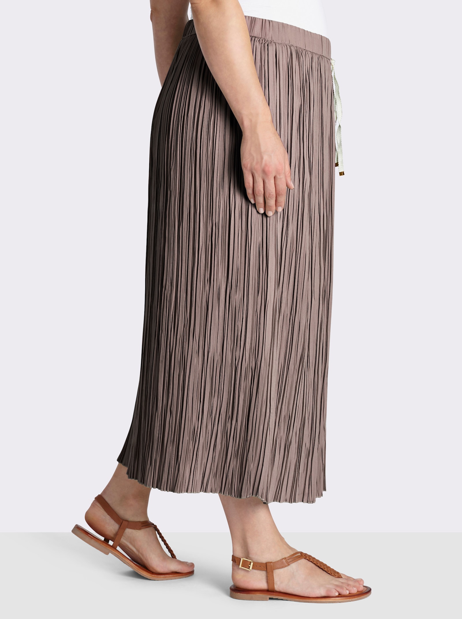 sheego Sommerrock mit Crinkle-Effekt - dunkeltaupe