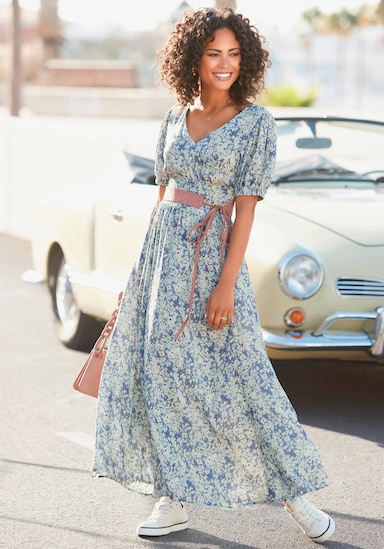 Buffalo Maxikleid - blau-bedruckt