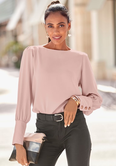 LASCANA Blouse met lange mouwen - mauve