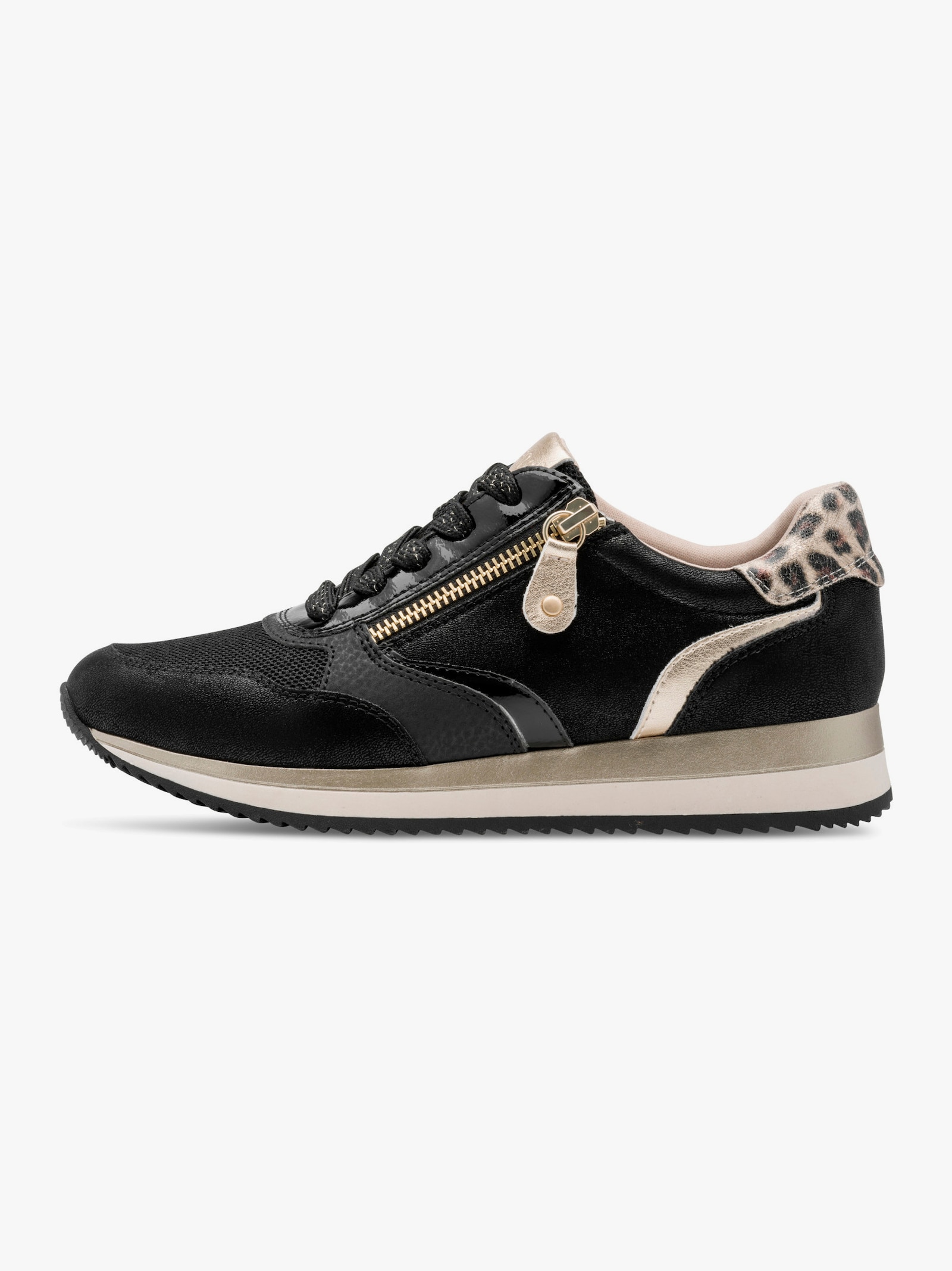 Jana Sneaker mit Leo-Details - schwarz