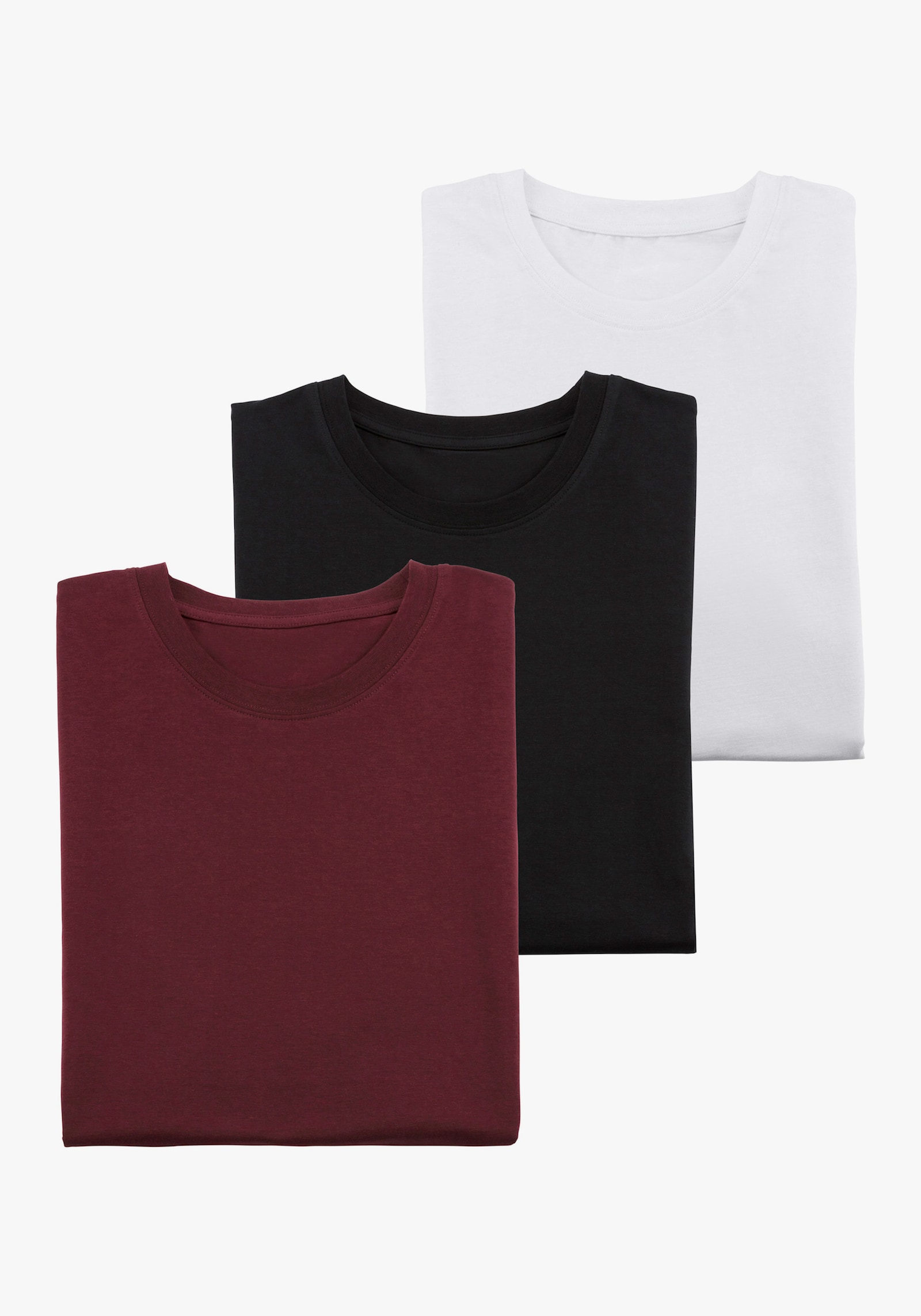 H.I.S T-Shirt - bordeaux, schwarz, weiß