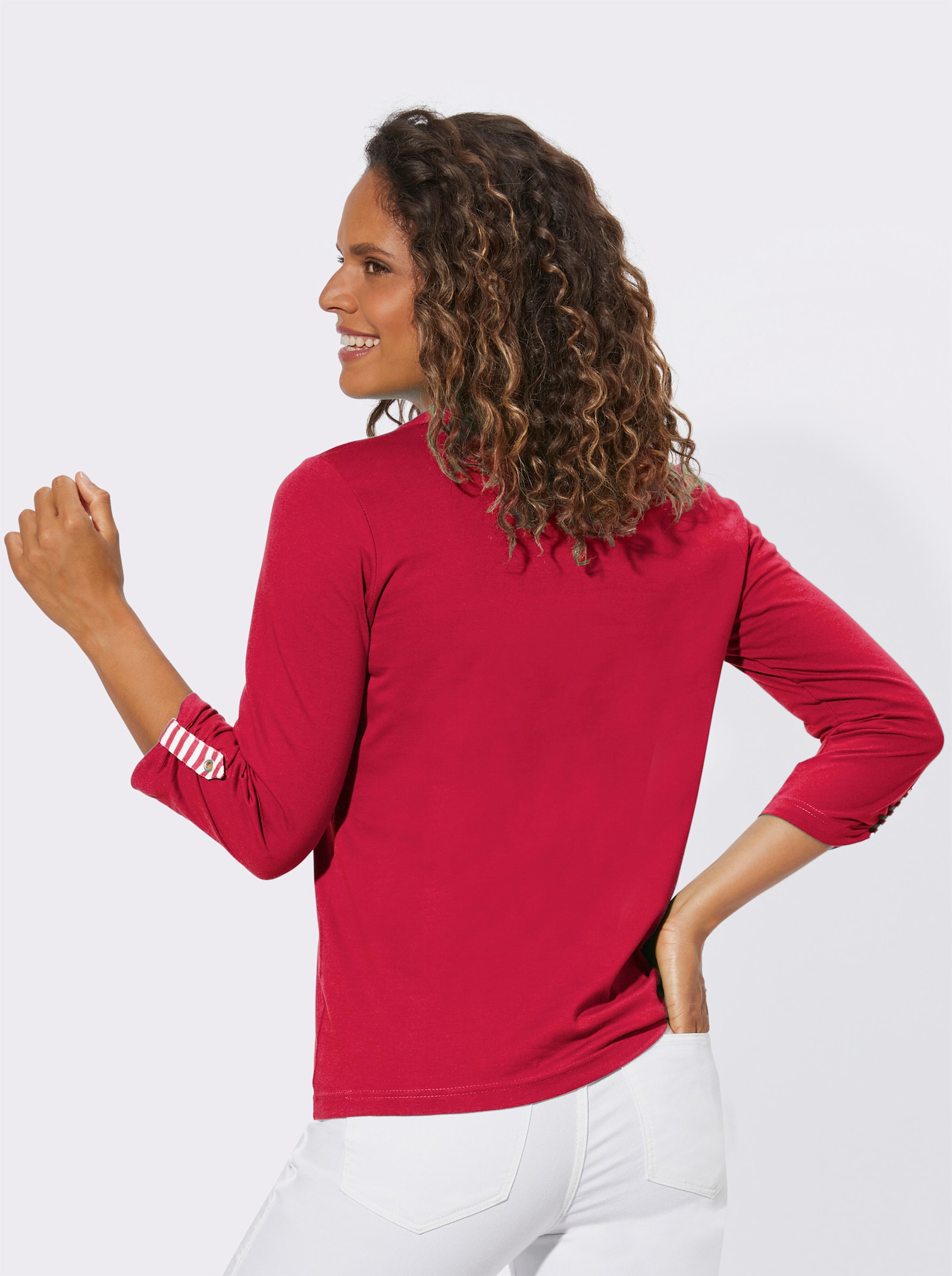 Shirt met 3/4-mouwen in 2-in-1-look - kersenrood