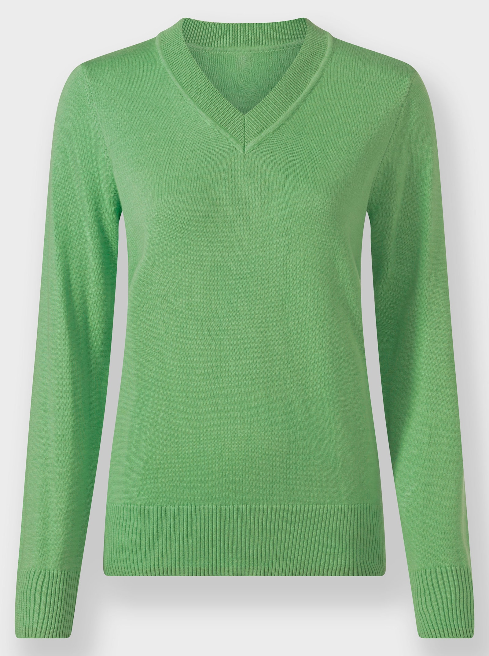 Svetr s výstřihem do V z jemného úpletu - jablková