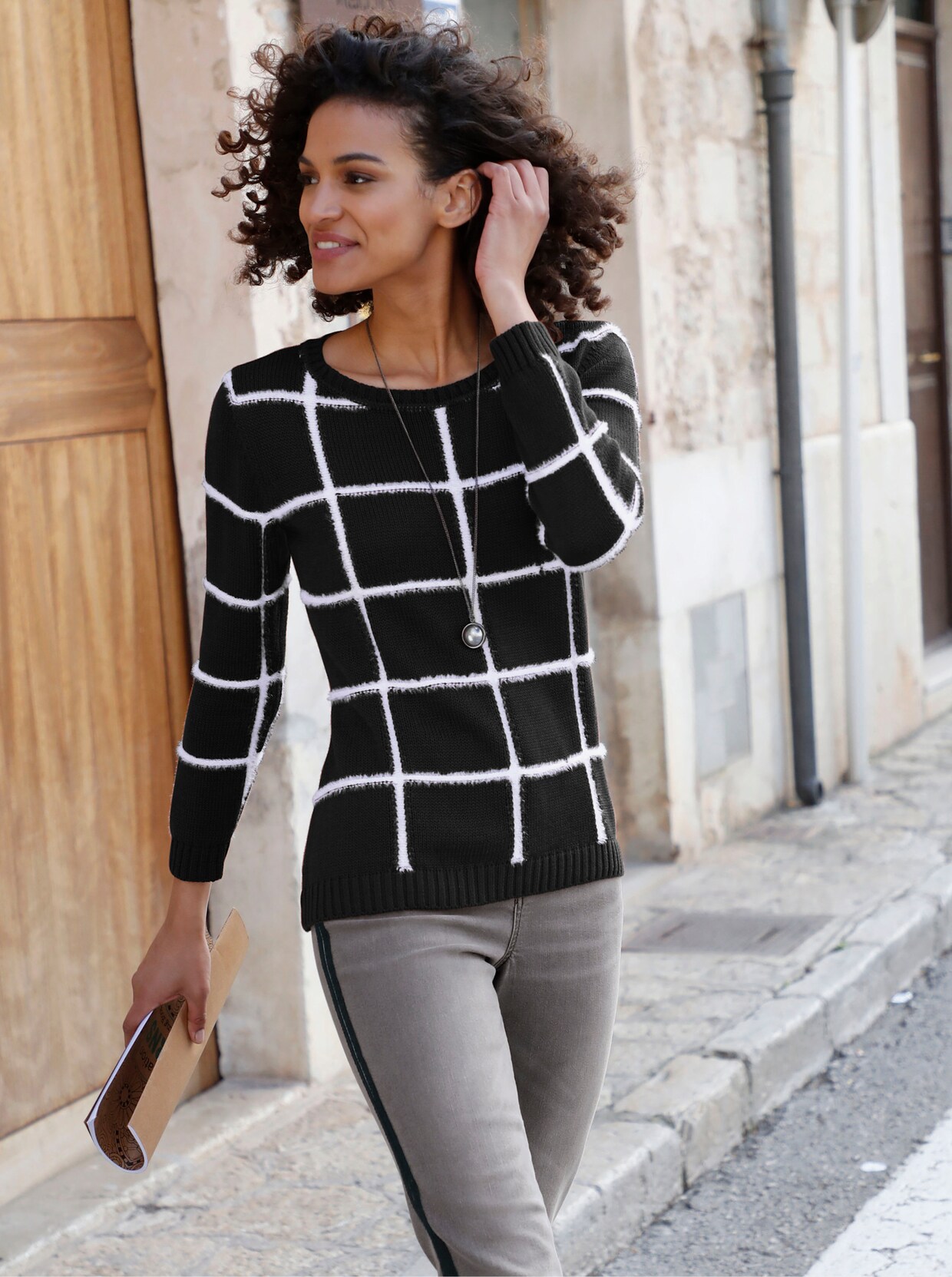 Jacquardpullover - schwarz