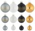 Weihnachtsbaumkugel - weiß-goldfarben-schwarz-graublau