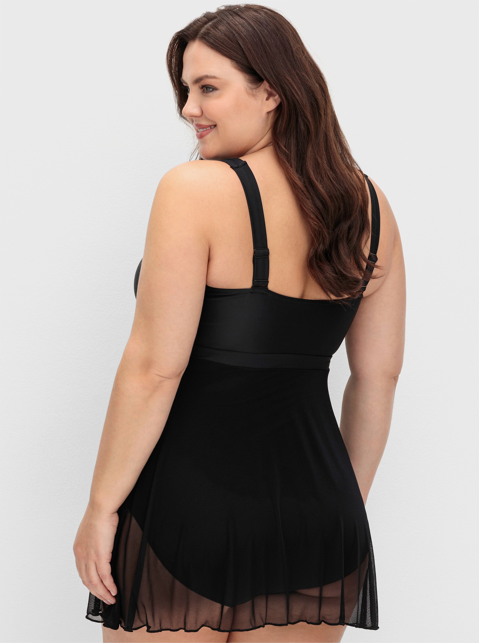 sheego Badekleid in Wickeloptik - schwarz