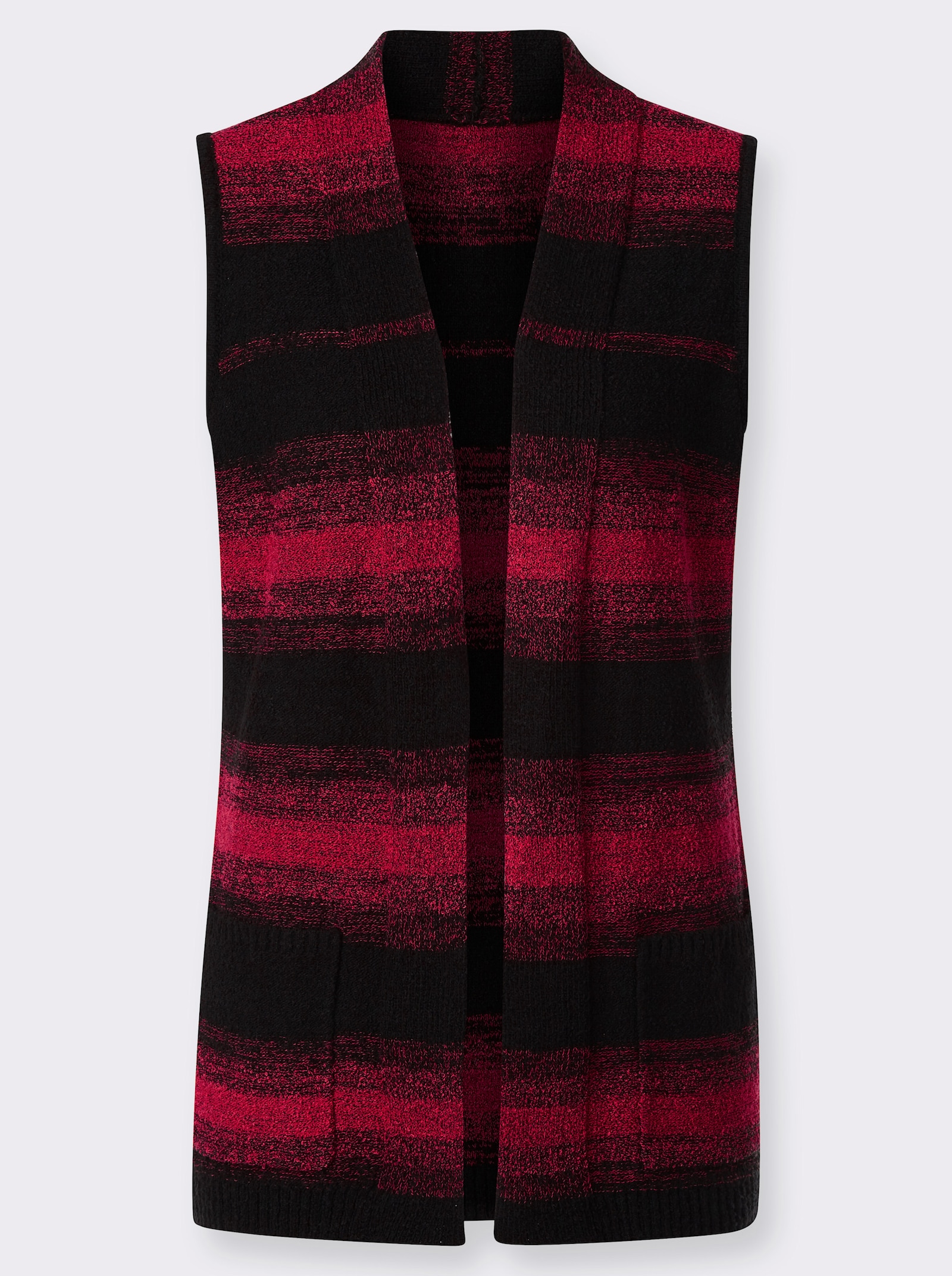  Vest met V-hals - rood/zwart gestreept