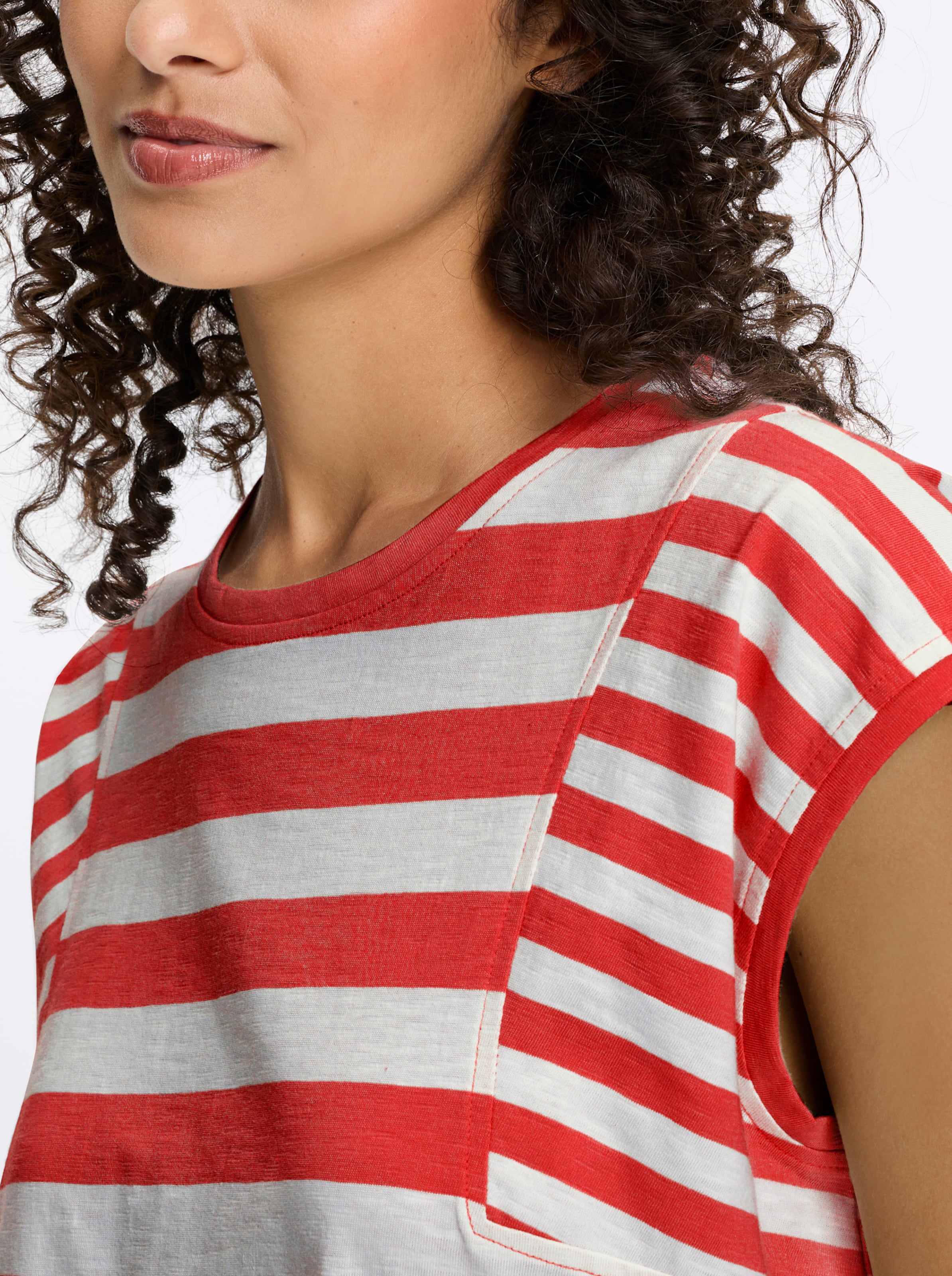 Heine Damen Rot/Weiß T-Shirt "Shirt", Gr. 38, (, Gestreift), 100% Baumwolle, Gemustert, Mehrfarbig, Rundhals, Shirts T-Shirt - Bild 2
