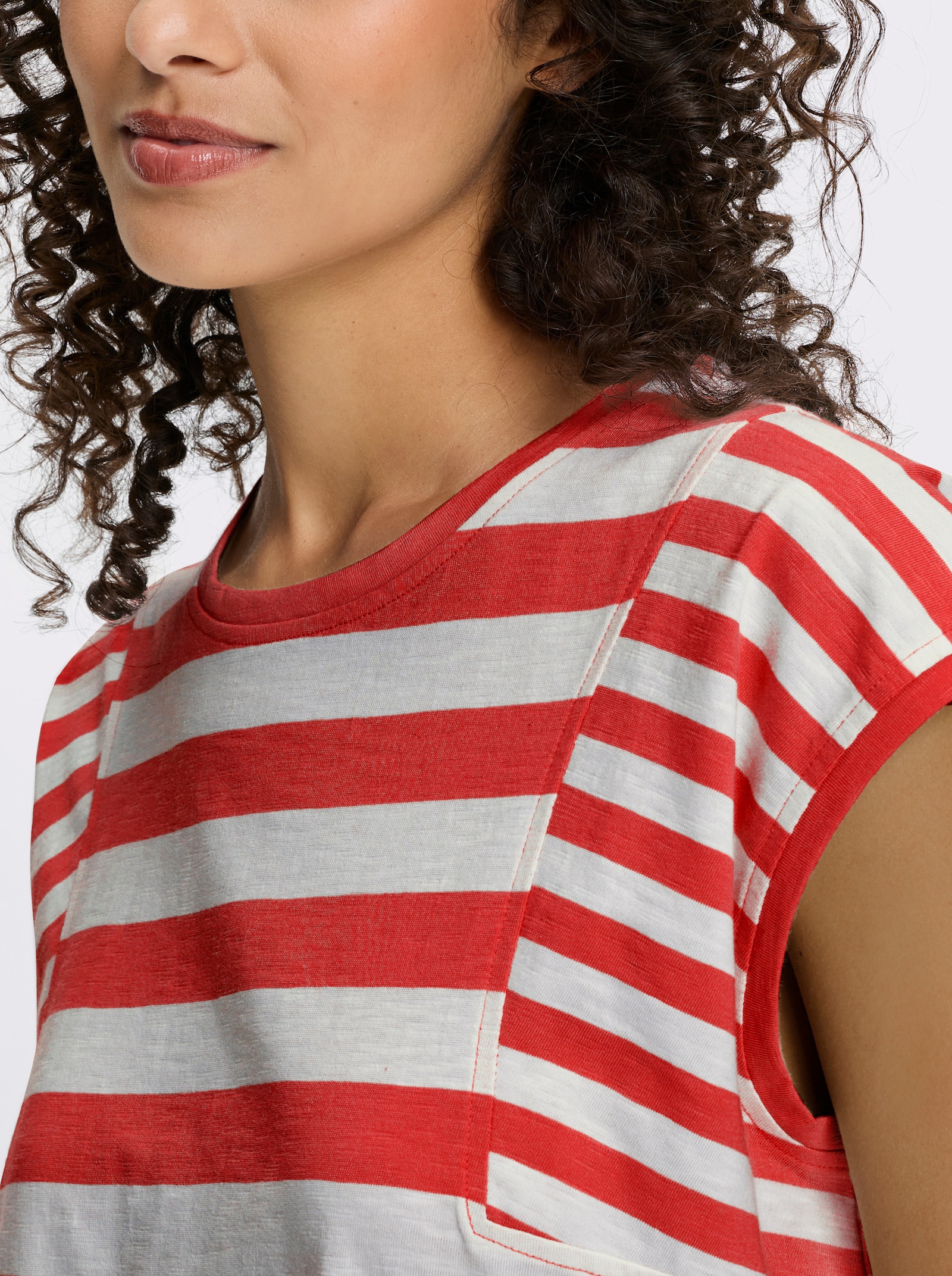 heine Streifenshirt aus Flammgarn - rot-weiß-gestreift
