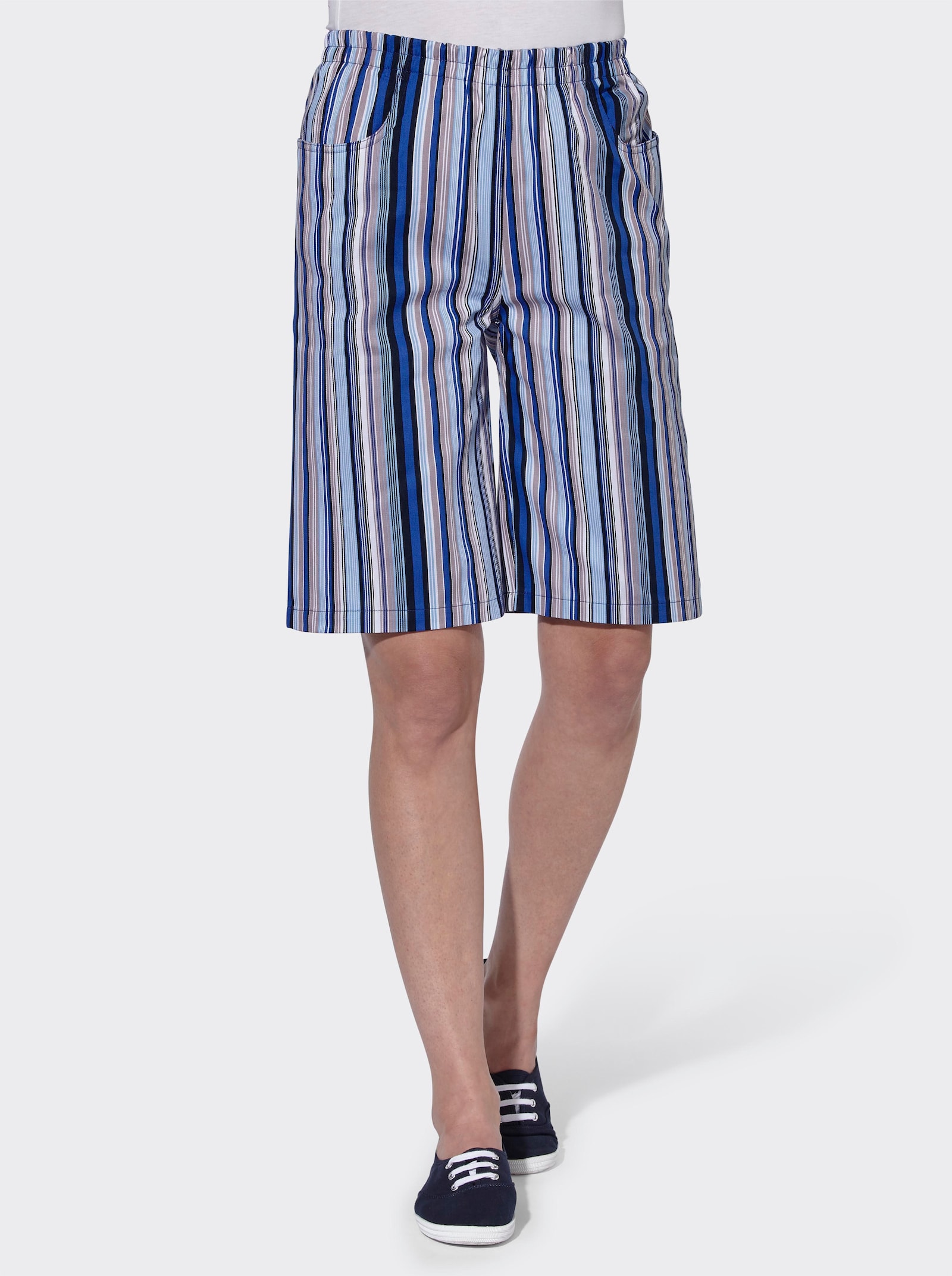 Bermudas mit Rundum-Dehnbund - jeansblau-gestreift