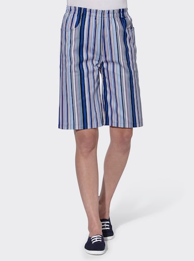 Bermudas mit Rundum-Dehnbund - jeansblau-gestreift