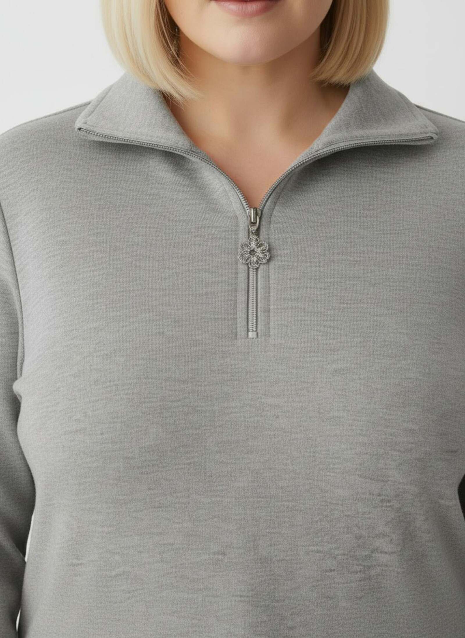 Langarmshirt mit Schneeflocken-Anhänger - grau-meliert