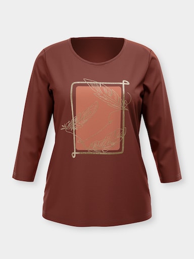 3/4-Arm-Shirt mit Foliendruck - rotbraun-papaya