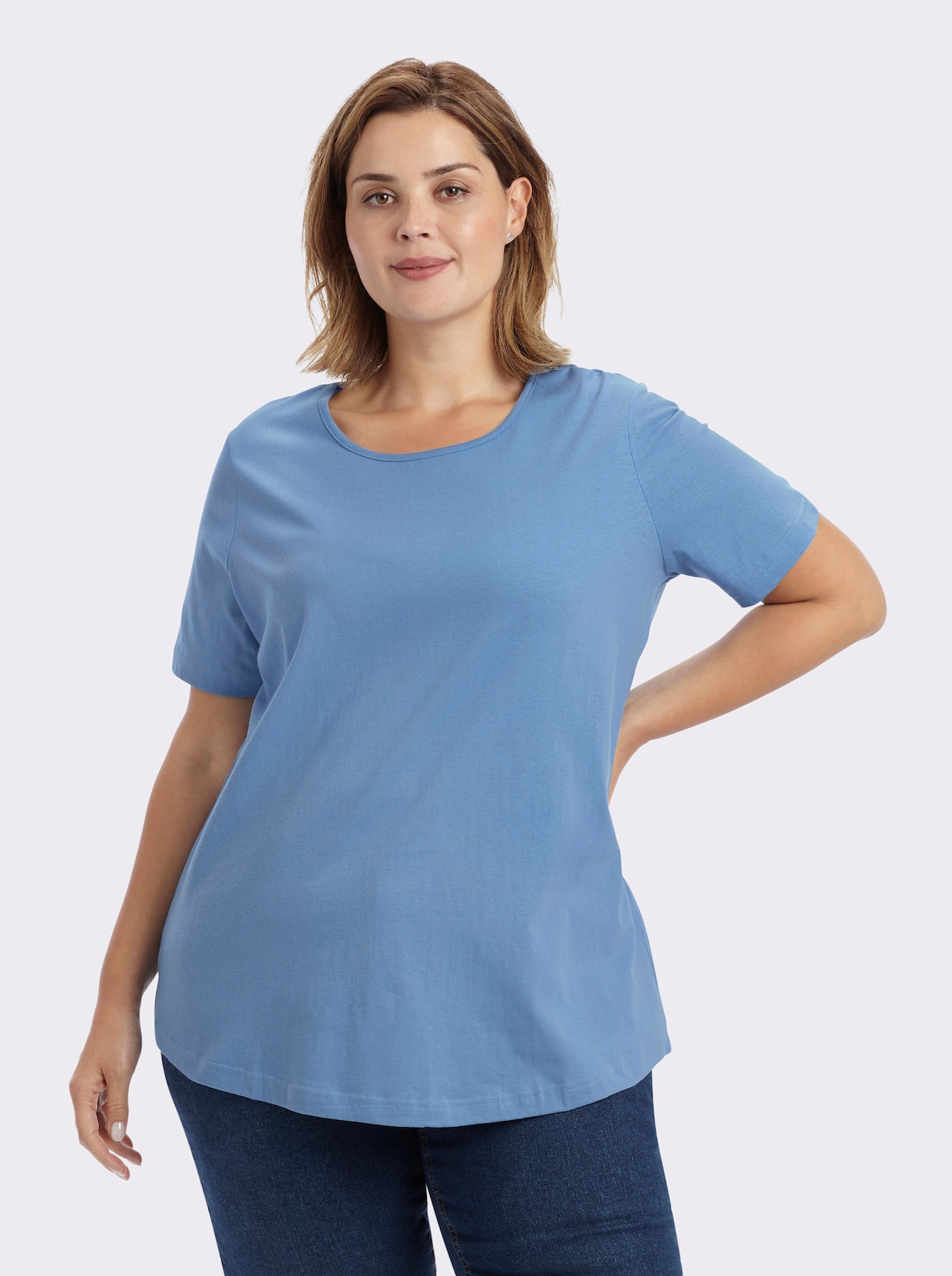 Longshirt im Doppelpack - himmelblau + apricot