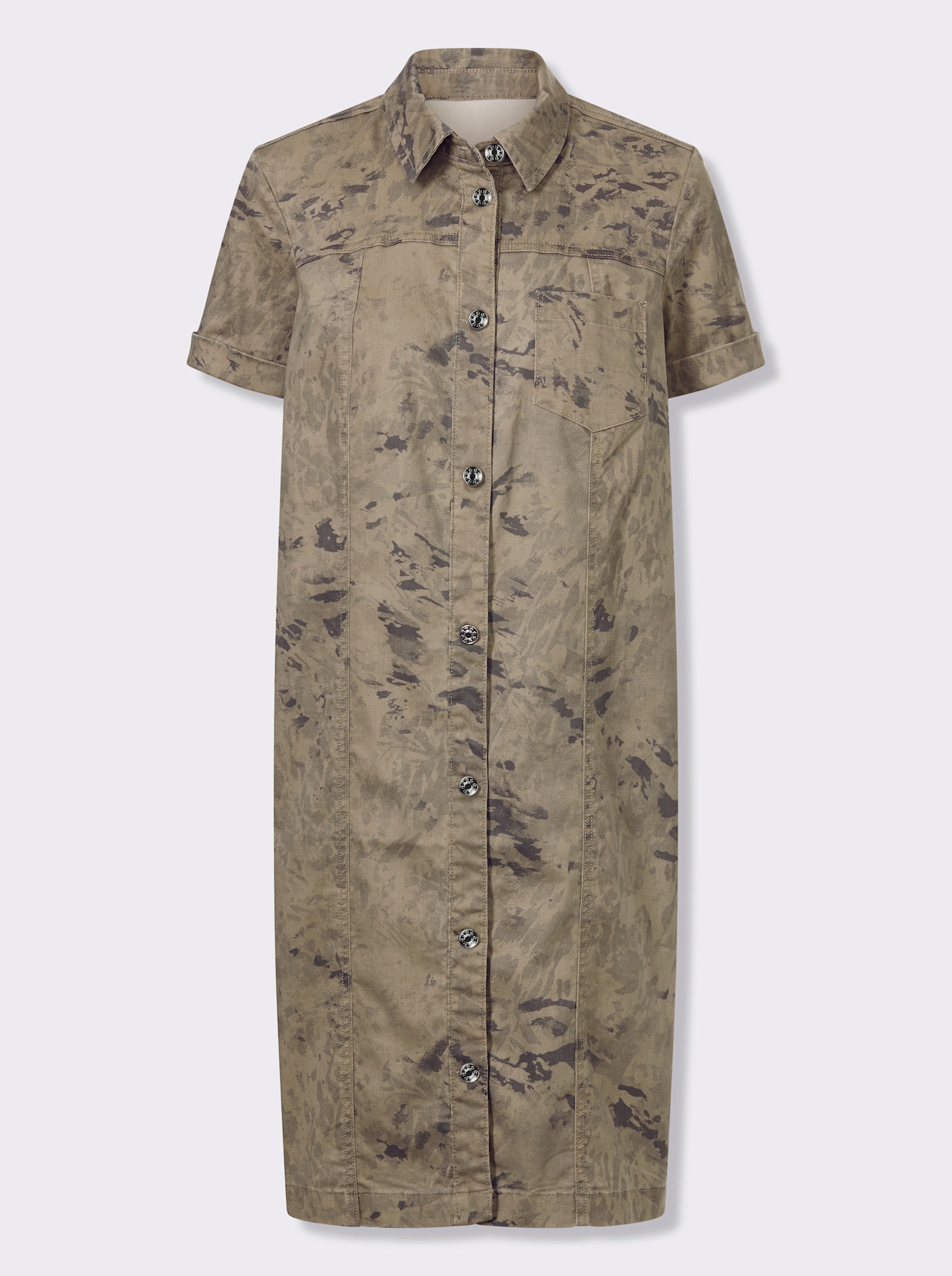 heine Robe imprimée avec patte de boutonnage, sur toute la longueur - sésame-anthracite imprimé