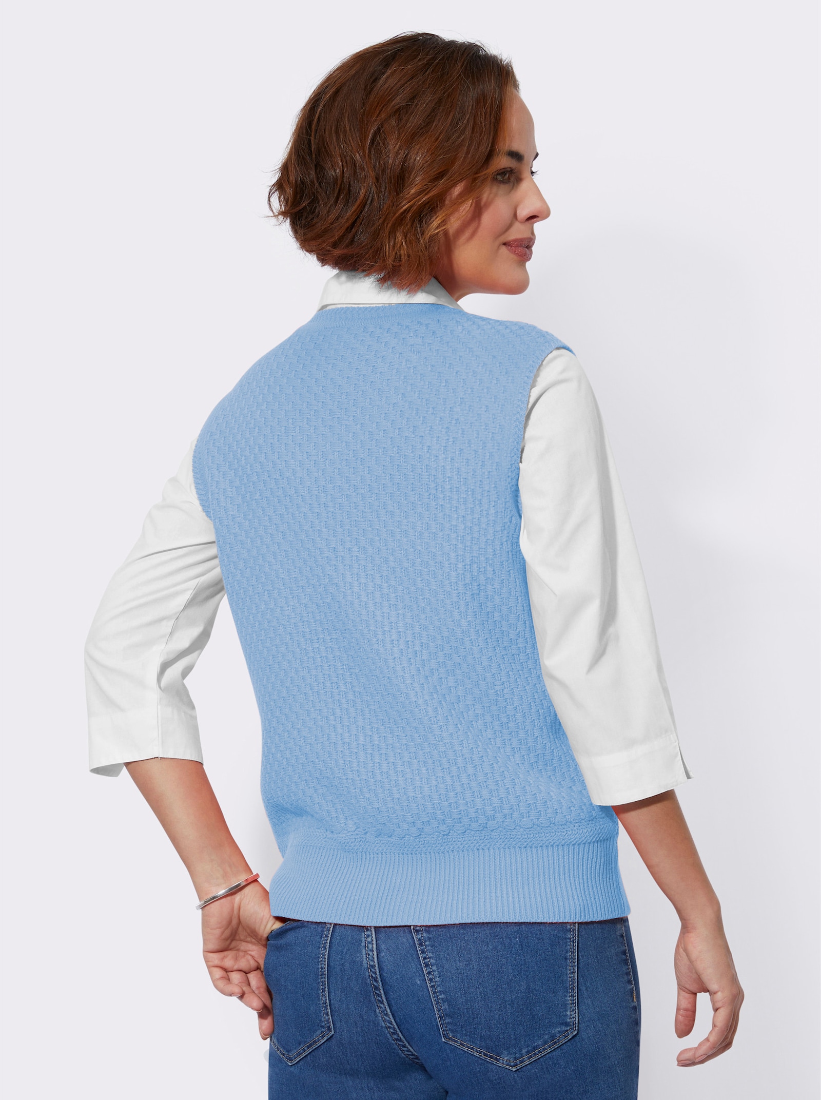 Pullunder in Strickstruktur - blau