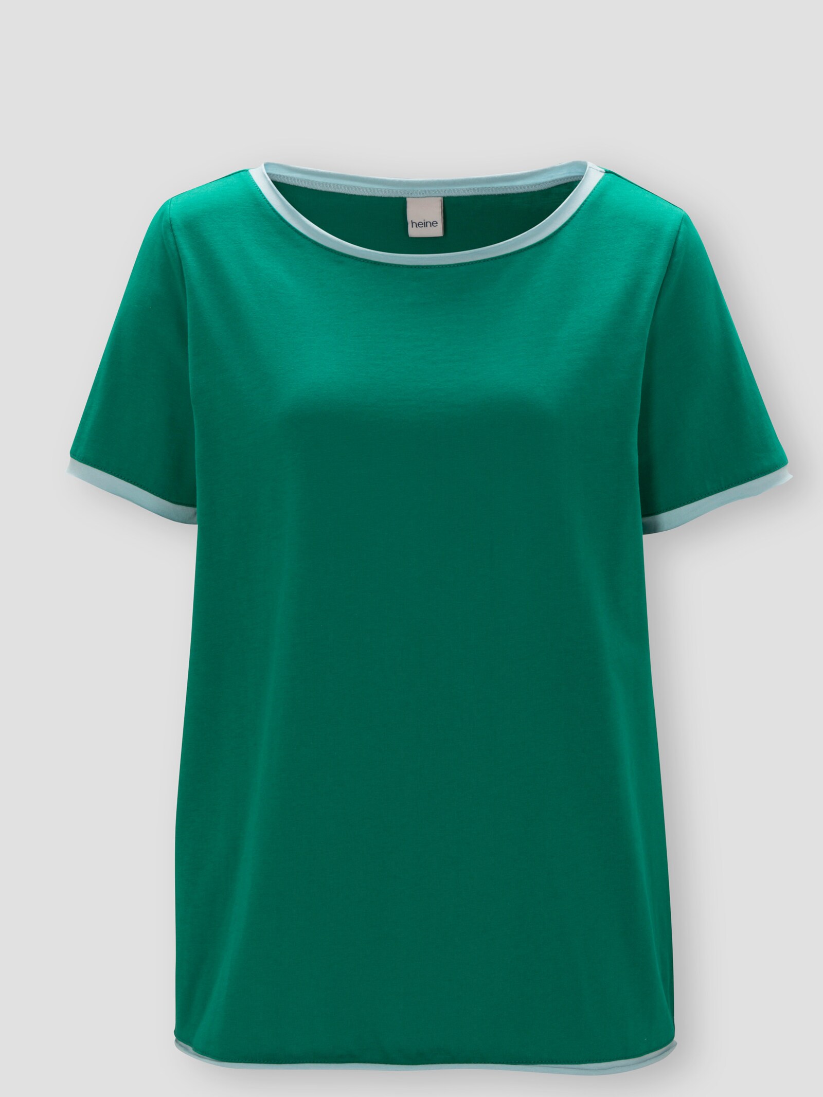 heine Kurzarmshirt mit Rollkanten - grün-hellblau