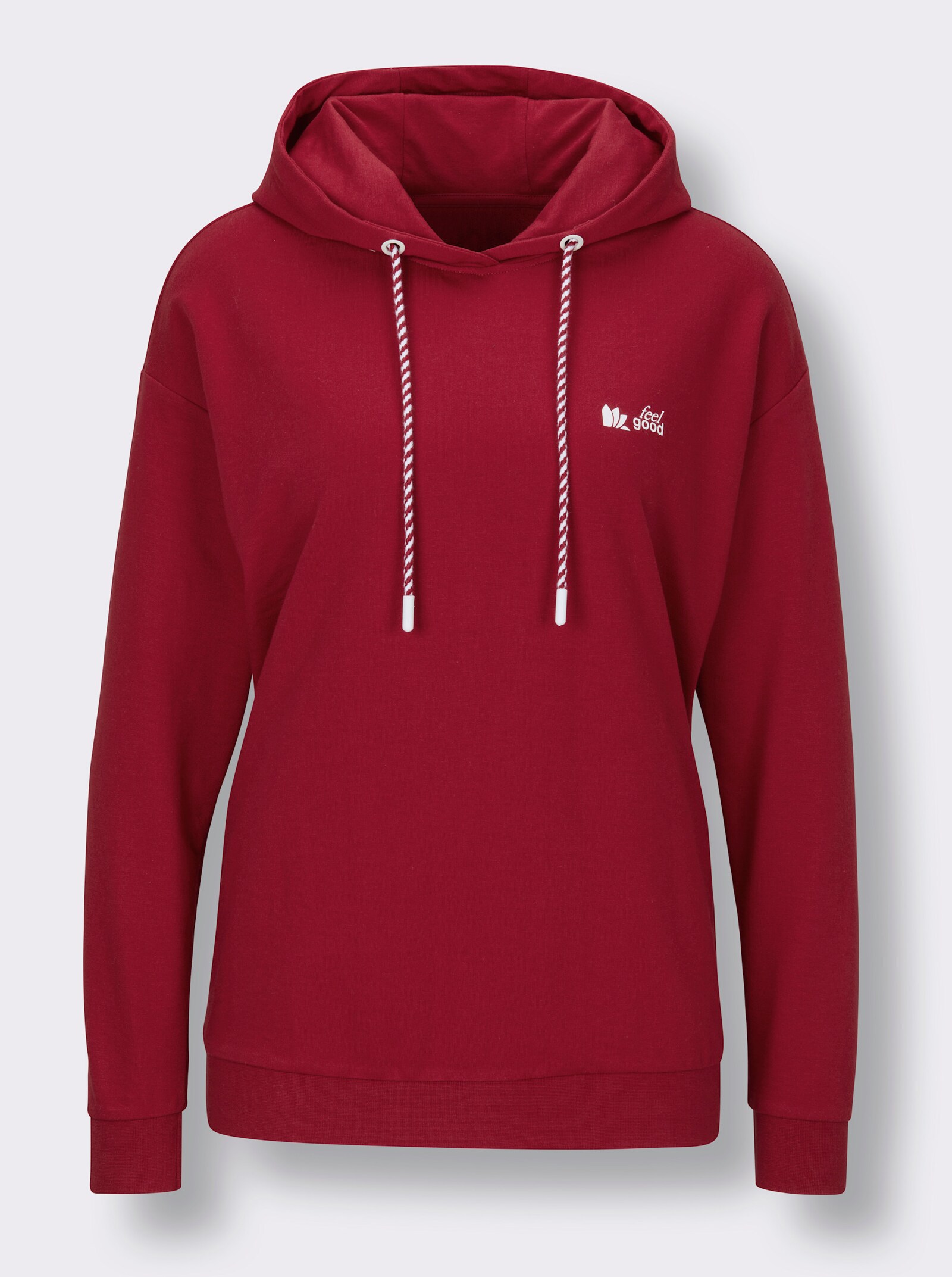 Sweatshirt mit überschnittenen Schultern - kirsche-weiß