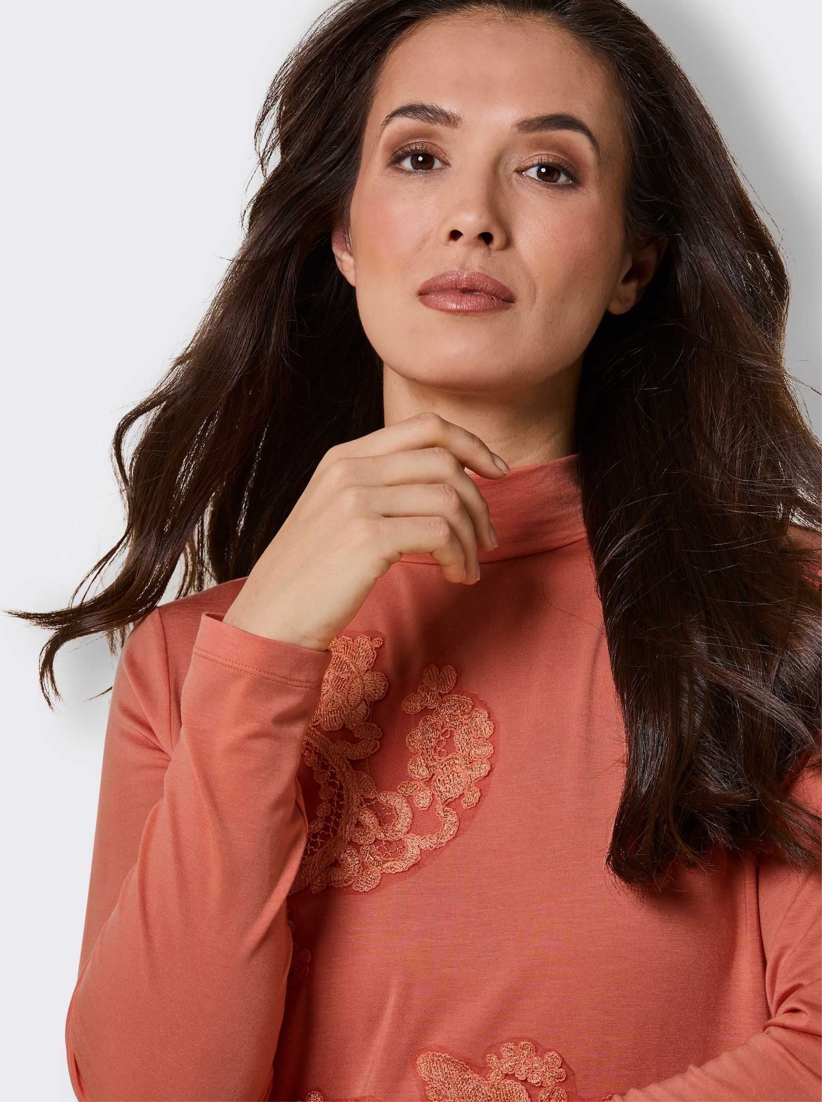 CREATION L PREMIUM Langarmshirt - papaya